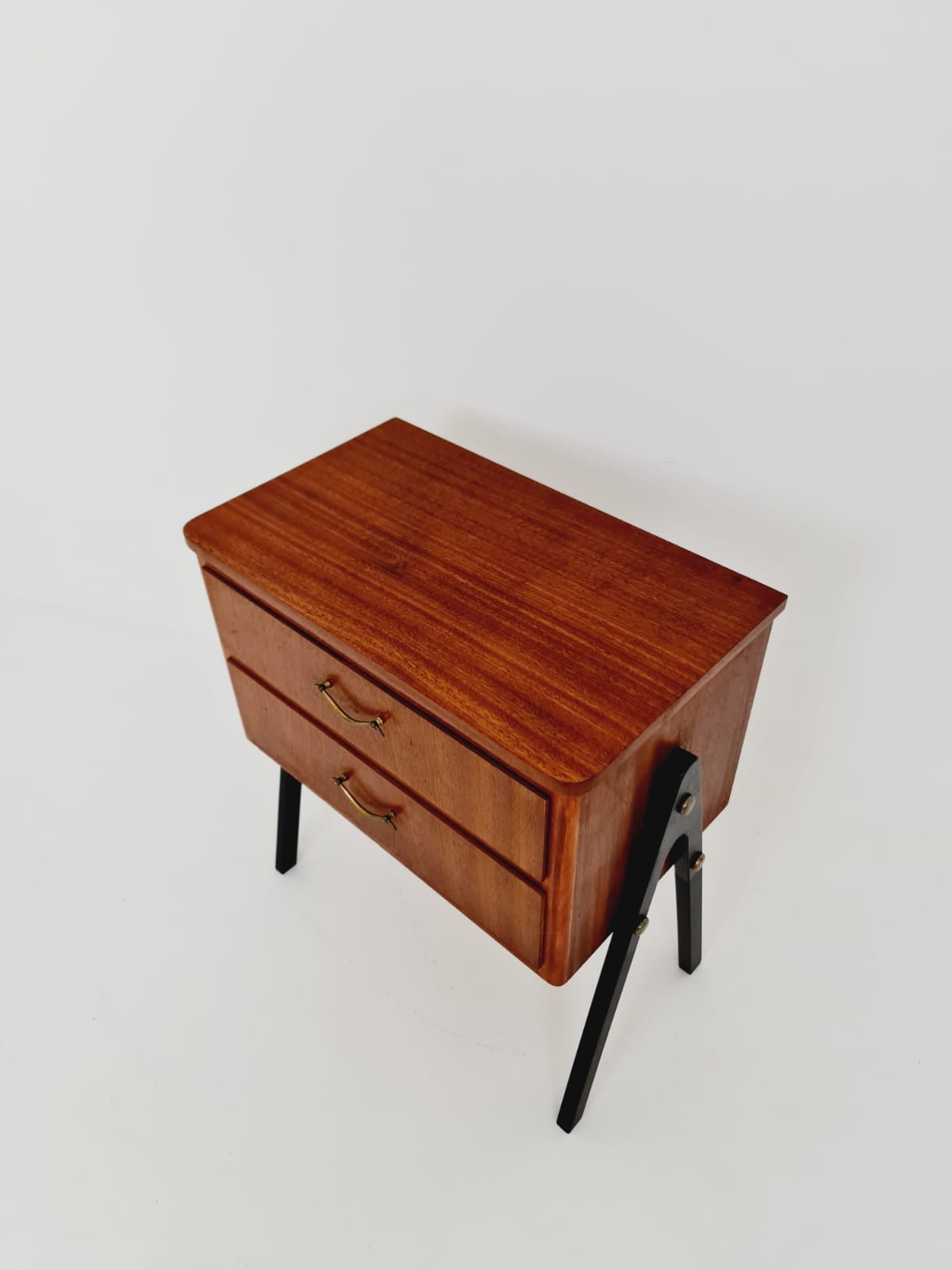 Midcentury danish mahogany& brass vintage Side table/ Bedside table, 1960s