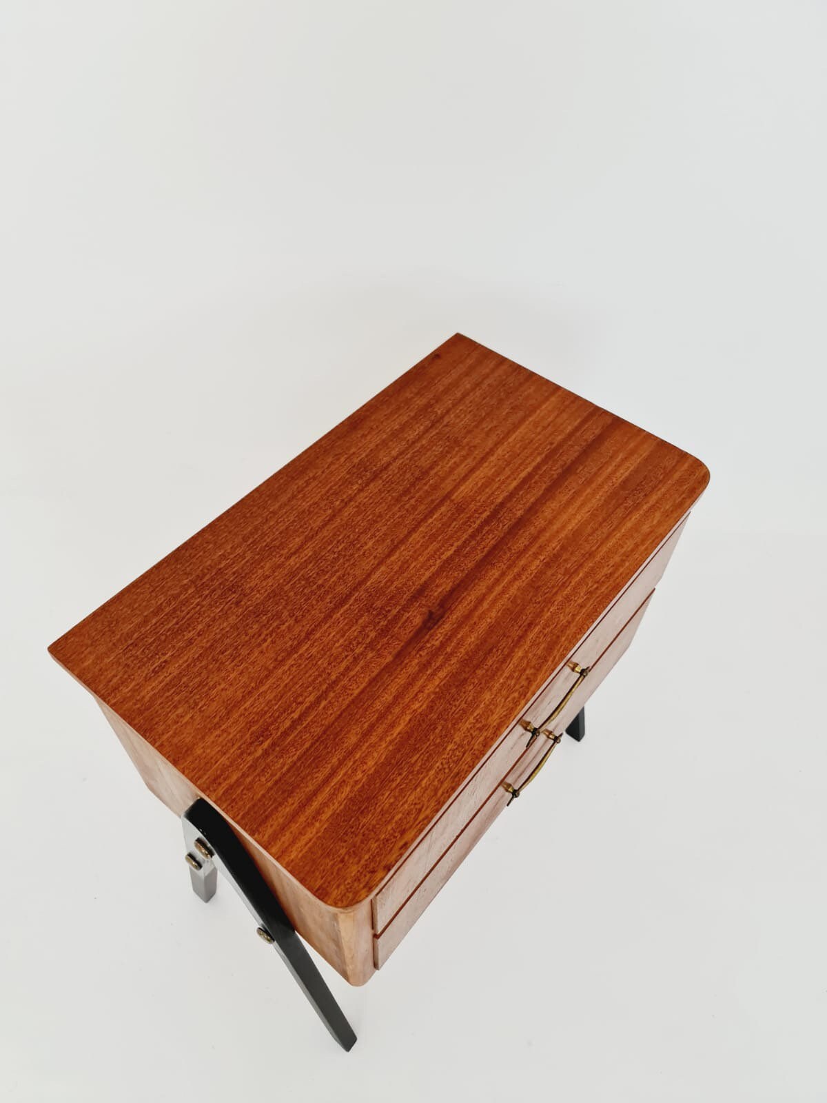 Midcentury danish mahogany& brass vintage Side table/ Bedside table, 1960s