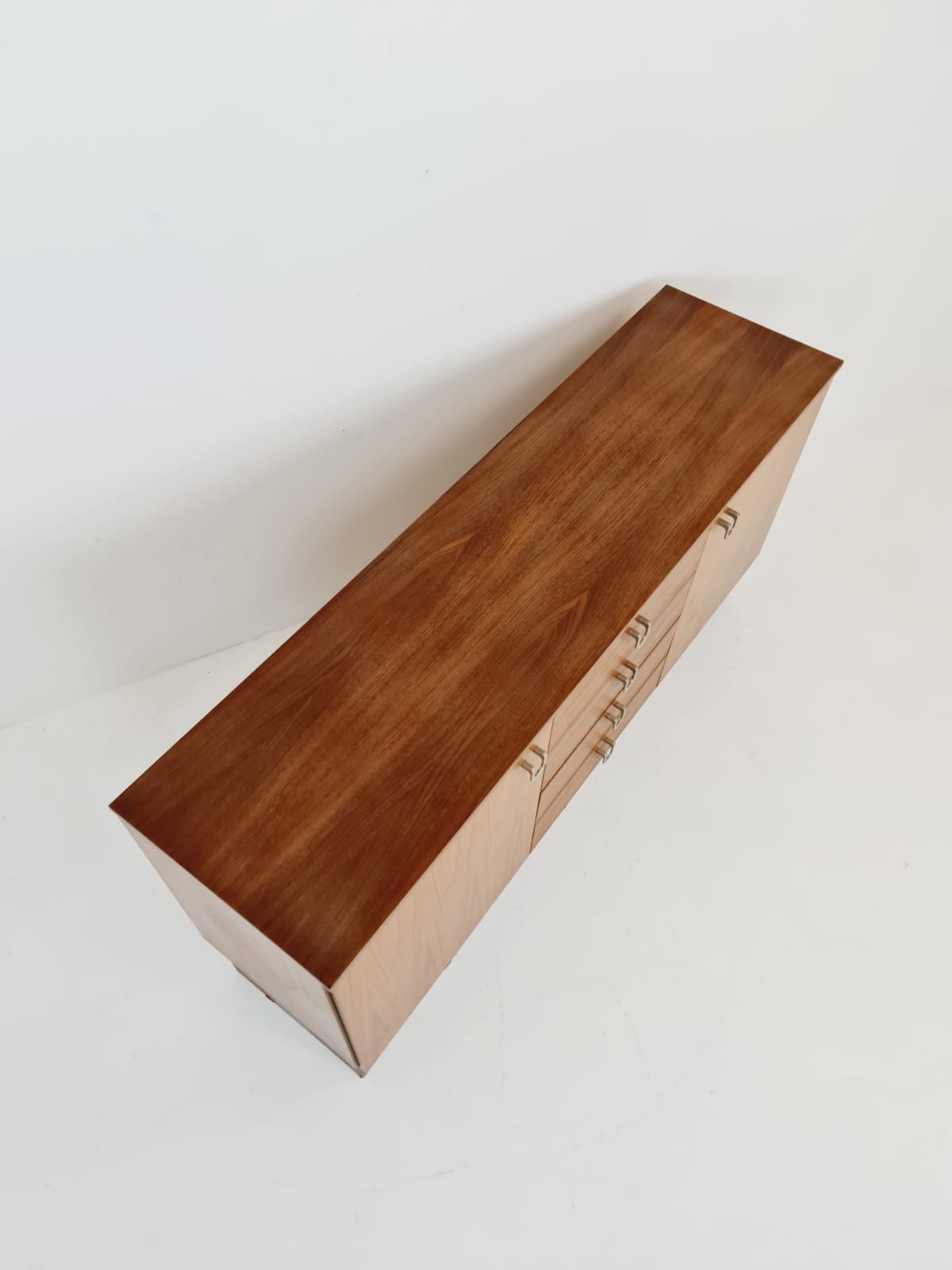 Midcentury German vintage walnut & brass sideboard, 1960s