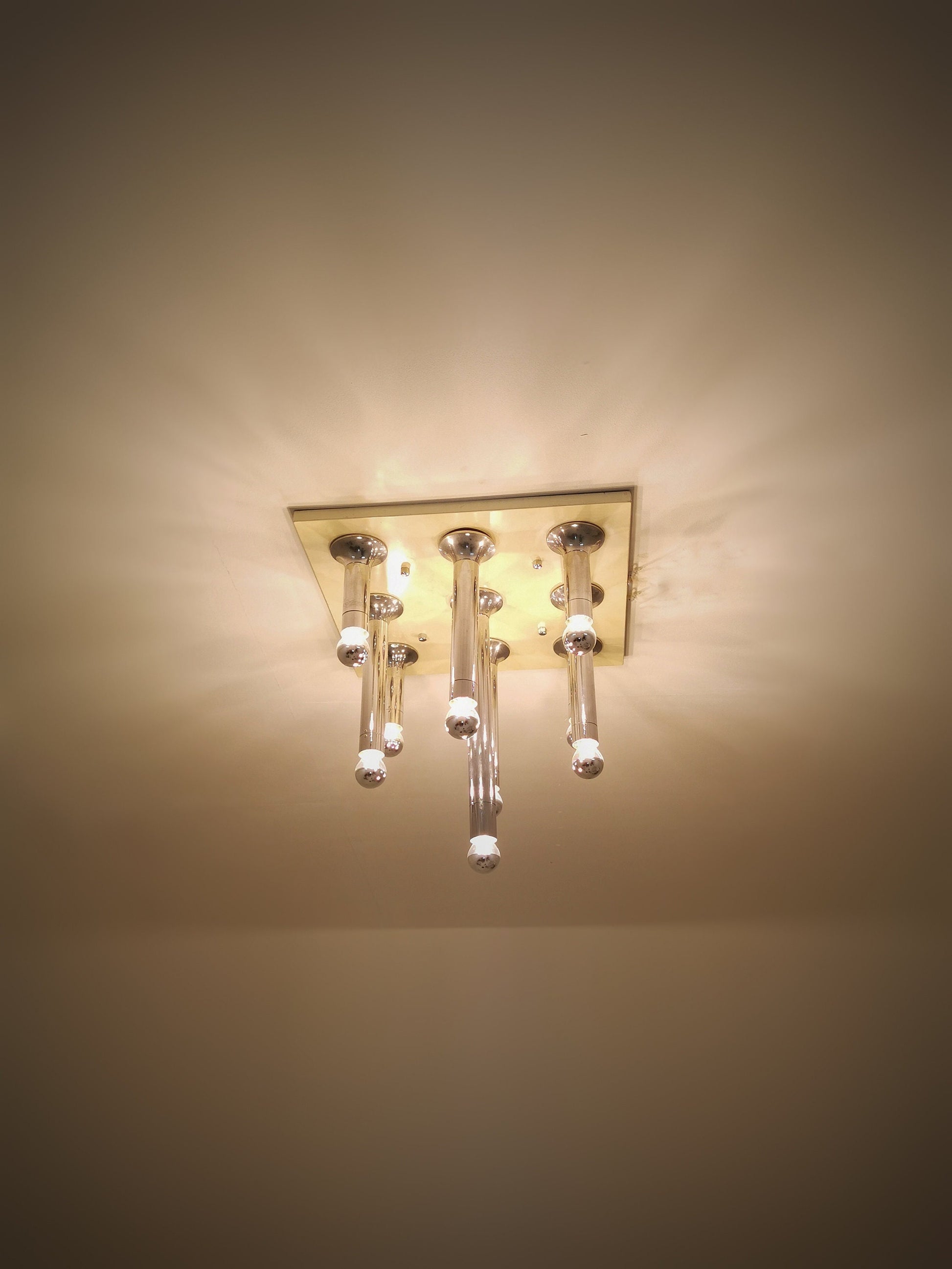 Rare Vintage Large chandelier, ceiling lamp by Motoko Ishii for staff, 1960s