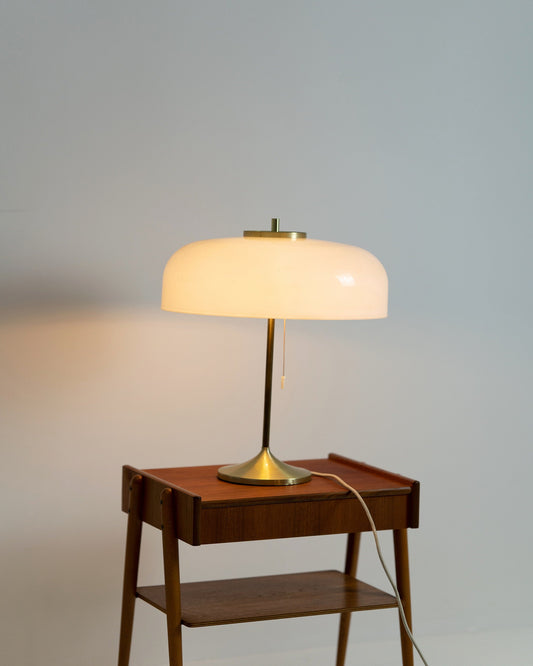 Rare Mid century German mushroom brass & plastic table lamp by Cosack Leuchten, Germany 1970s