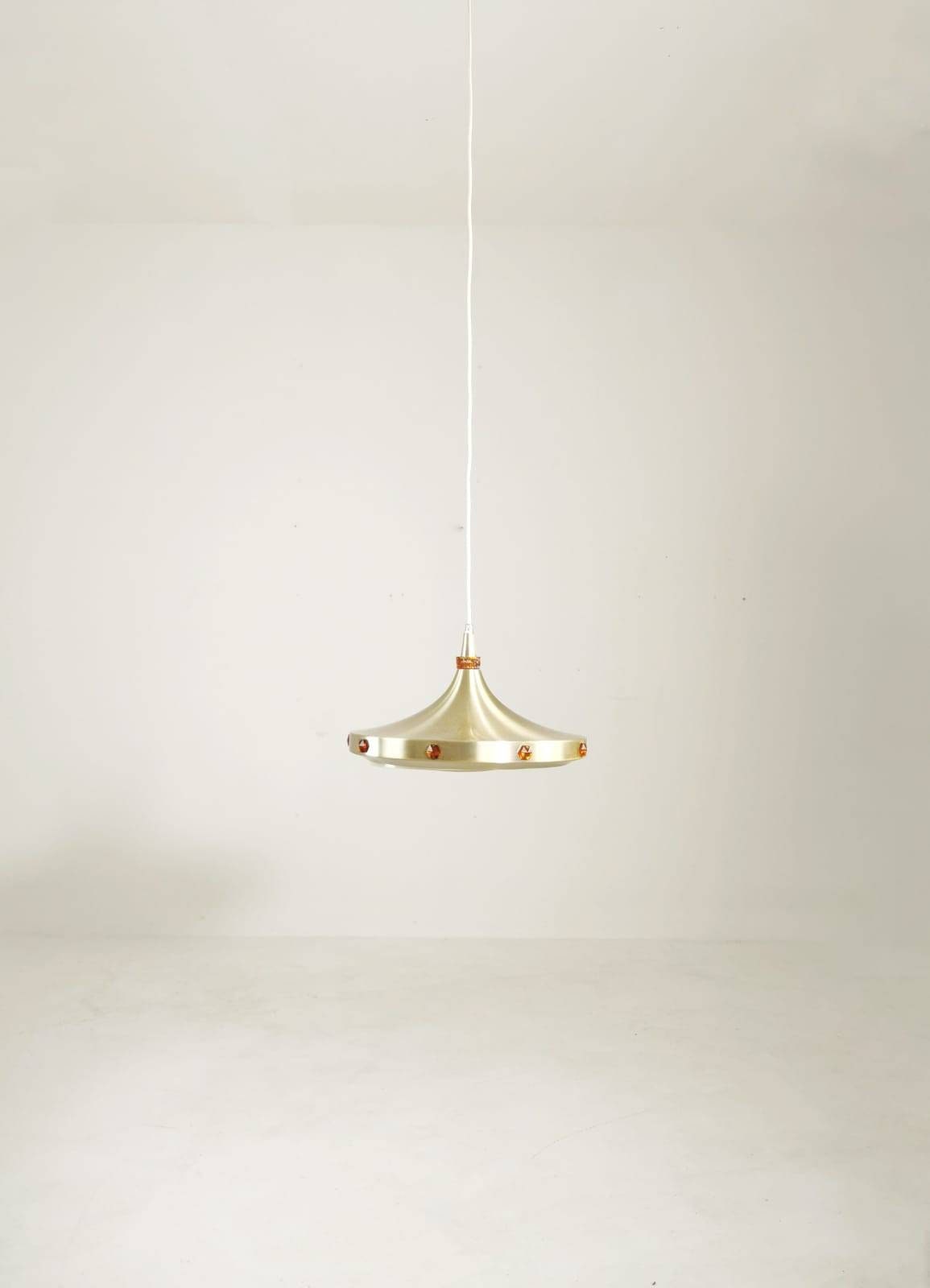 Space age brass Space-Age pendant lamp Denmark 1907s by vitrica