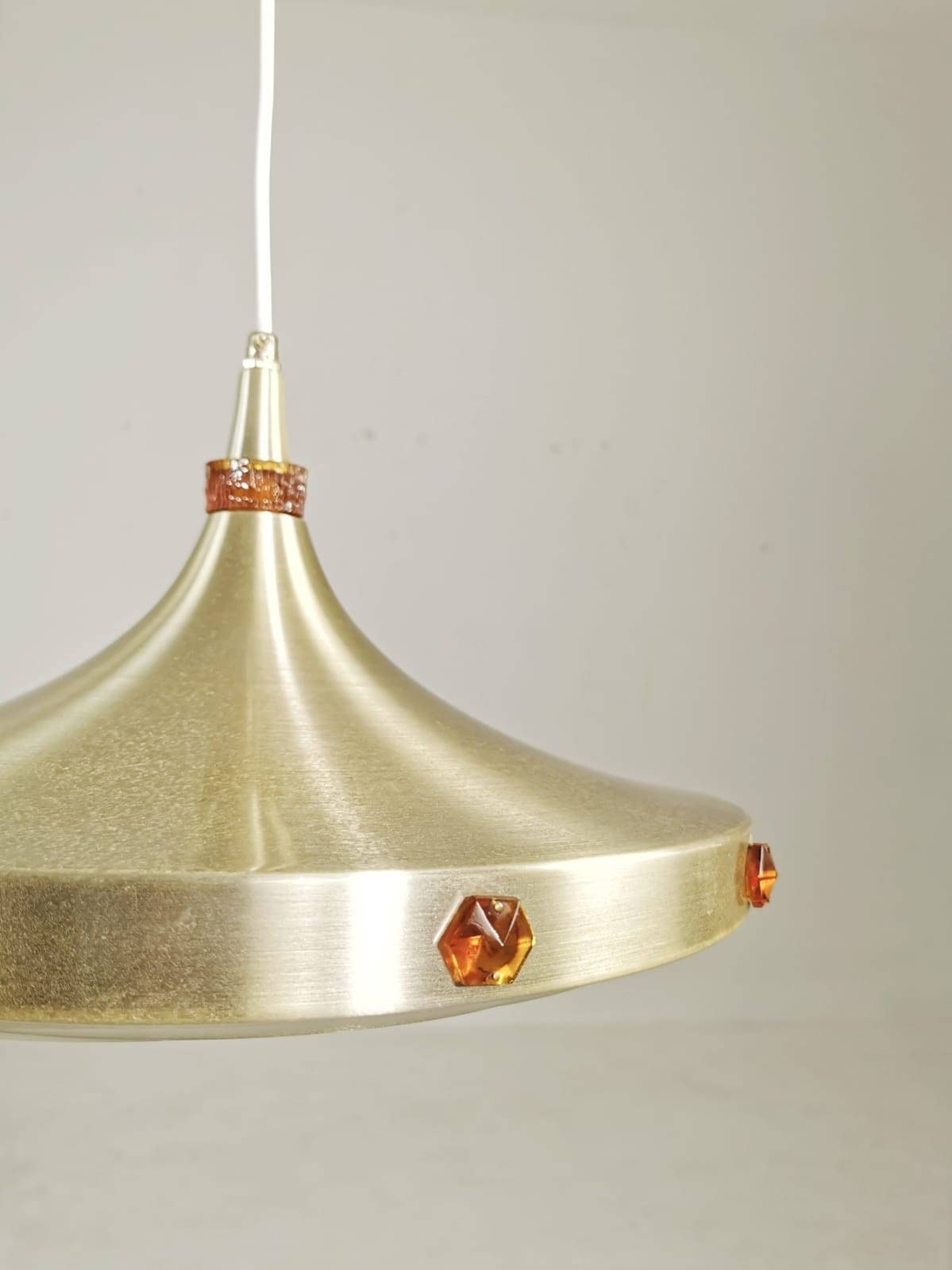 Space age brass Space-Age pendant lamp Denmark 1907s by vitrica