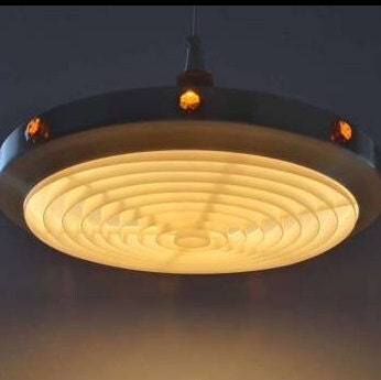 Space age brass Space-Age pendant lamp Denmark 1907s by vitrica