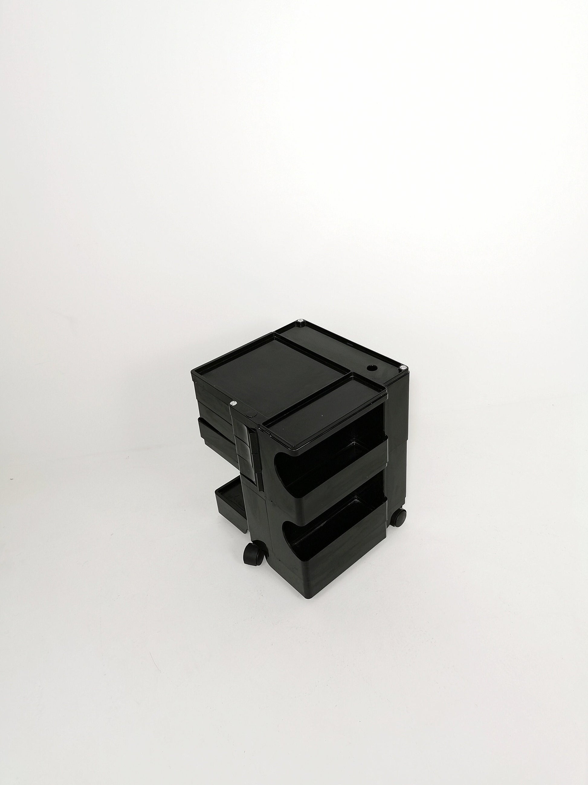 Space Age Black Boby storage trolley by Joe Colombo for Bieffeplast Italy 1970s