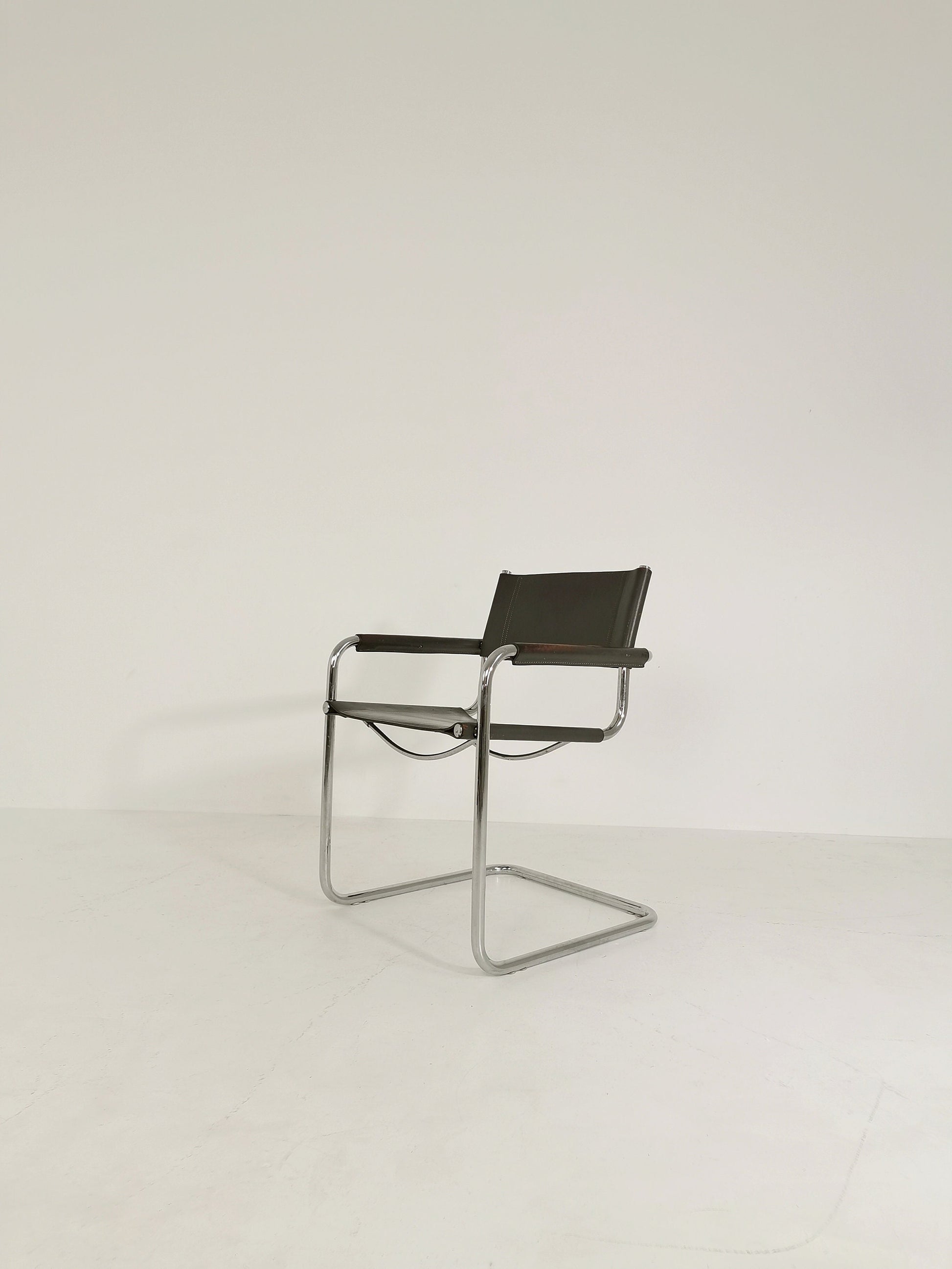 Bauhaus grey original Desk Chair by Mart Stam & Marcel Breuer for Fasem Italy 1980s
