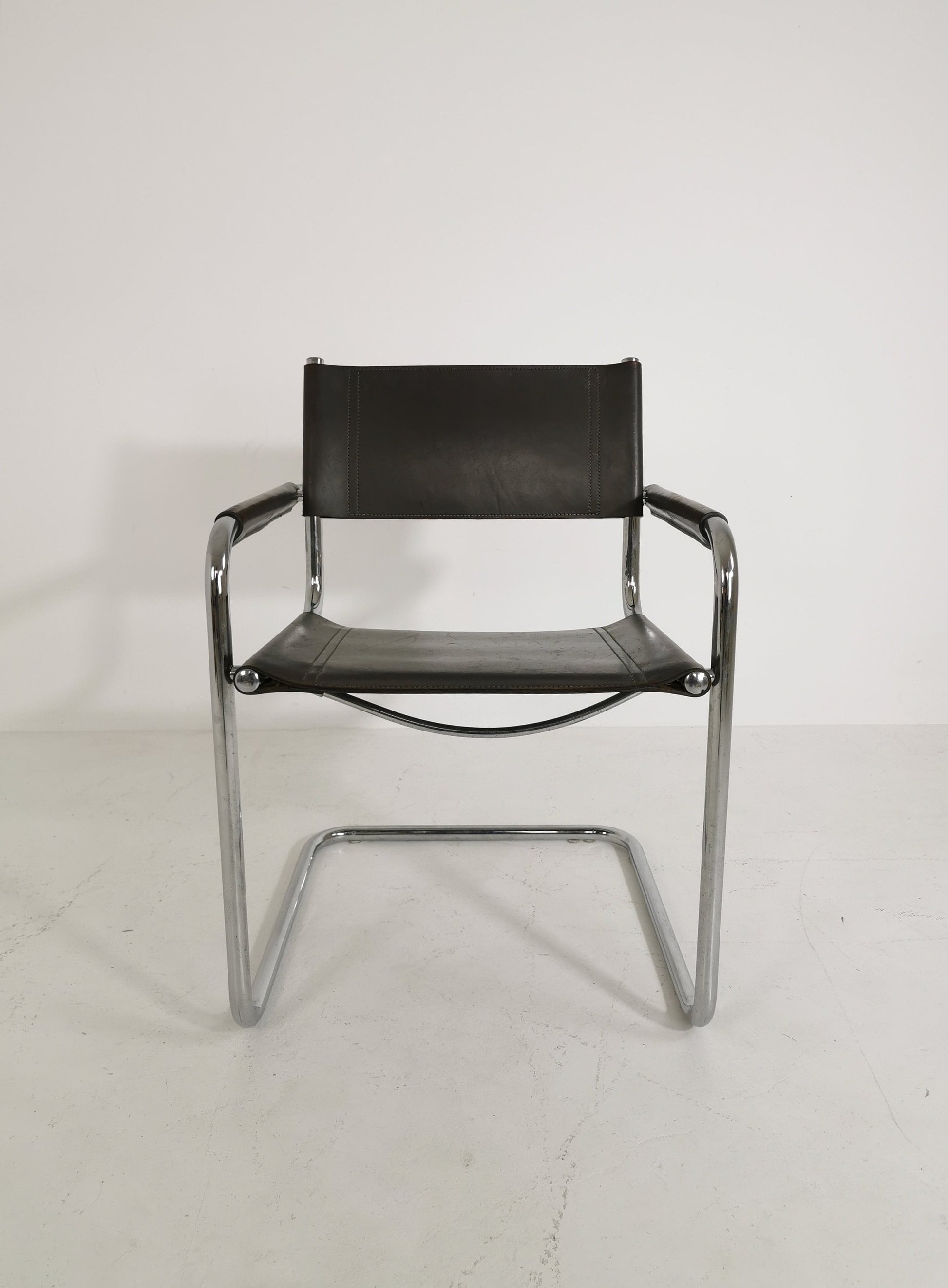 Bauhaus grey original Desk Chair by Mart Stam & Marcel Breuer for Fasem Italy 1980s