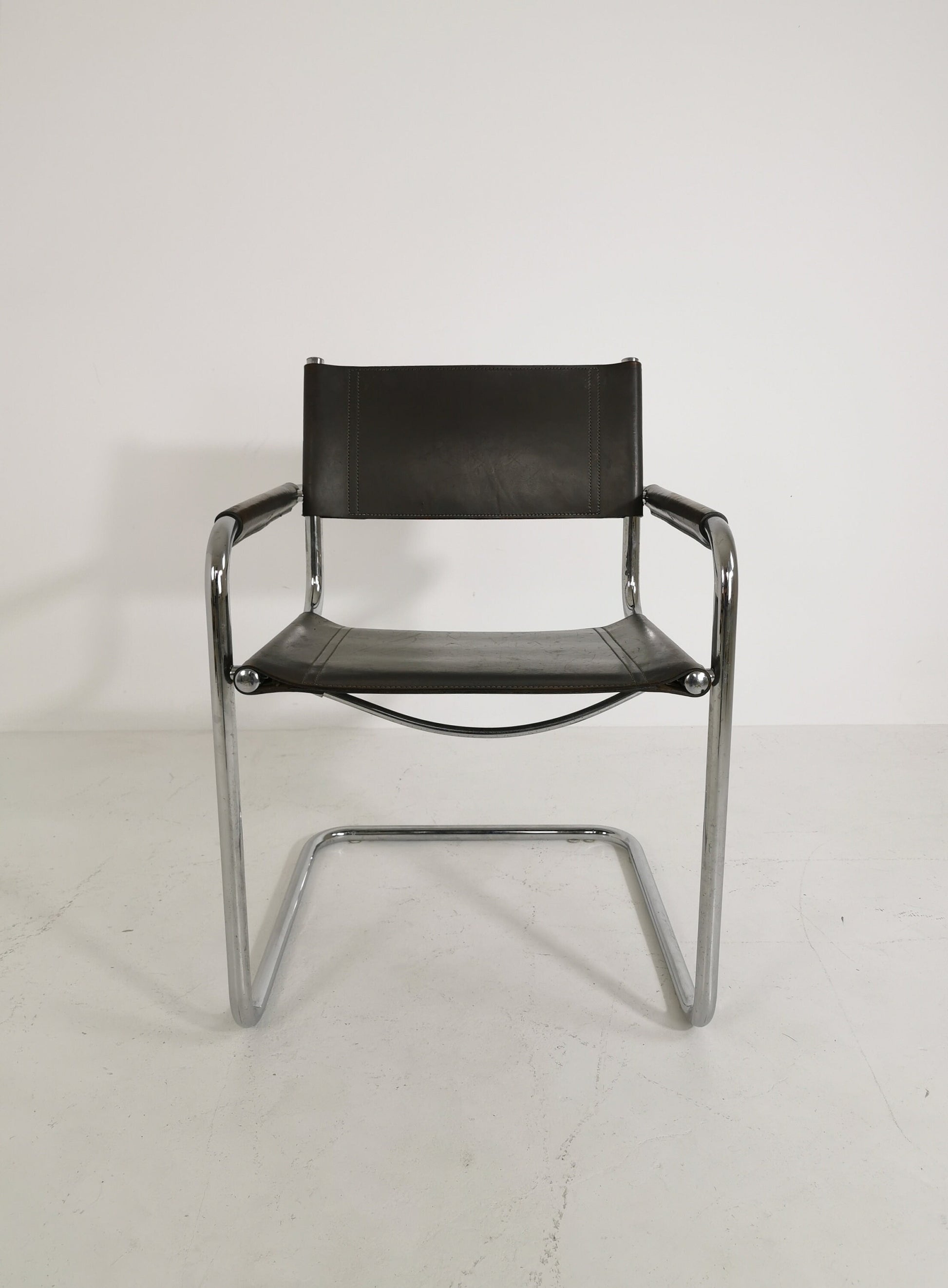 Bauhaus grey original Desk Chair by Mart Stam & Marcel Breuer for Fasem Italy 1980s