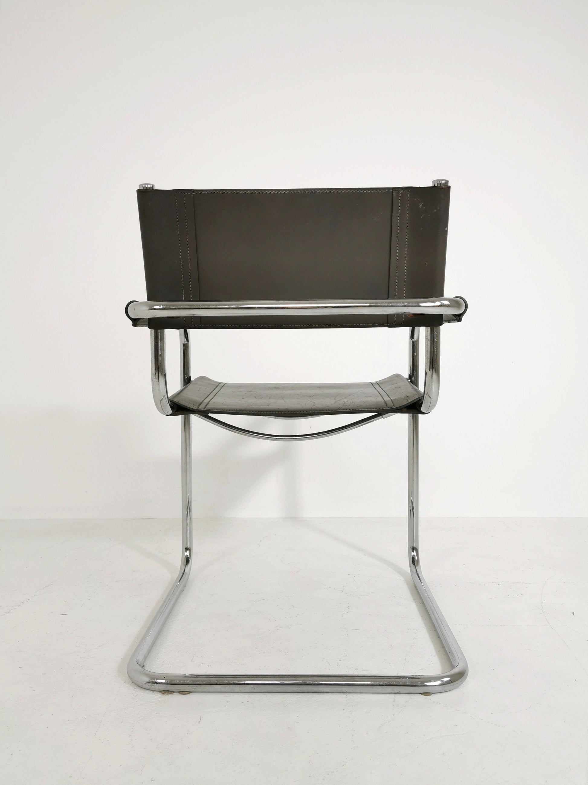 Bauhaus grey original Desk Chair by Mart Stam & Marcel Breuer for Fasem Italy 1980s