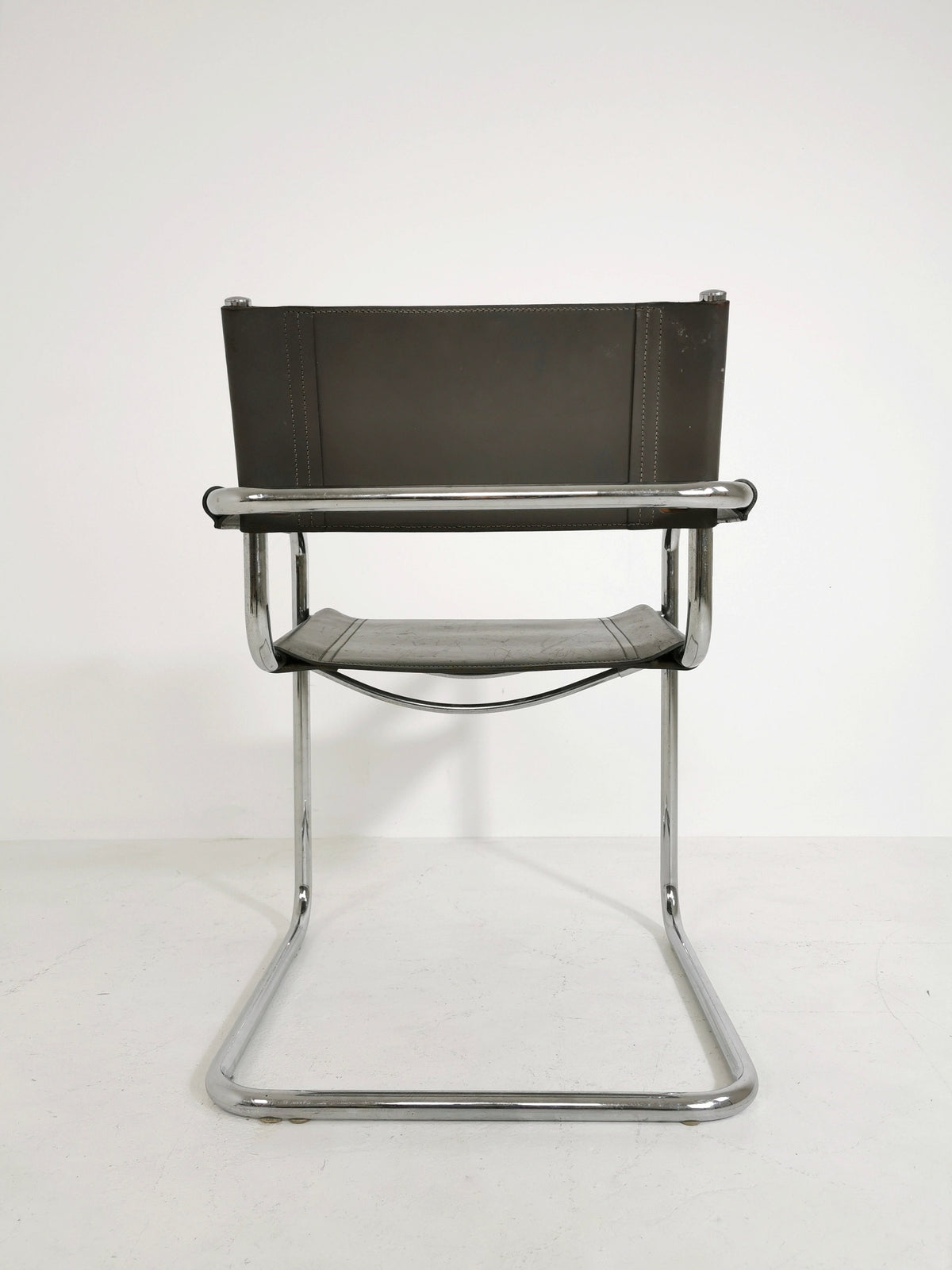 Bauhaus grey original Desk Chair by Mart Stam & Marcel Breuer for Fasem Italy 1980s