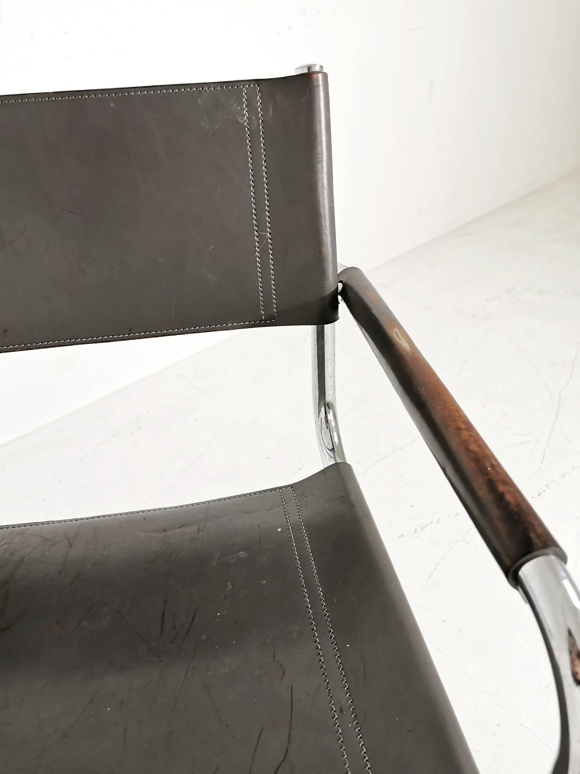 Bauhaus grey original Desk Chair by Mart Stam & Marcel Breuer for Fasem Italy 1980s