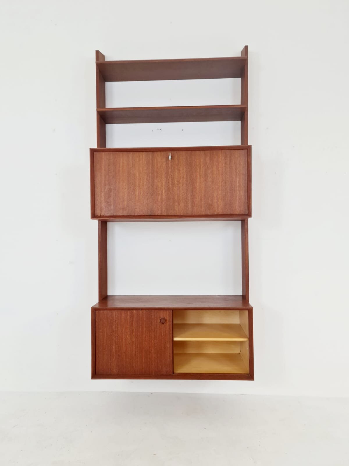 Midcentury Danish Teak Wall-Mounted Shelving Unit, 1960s