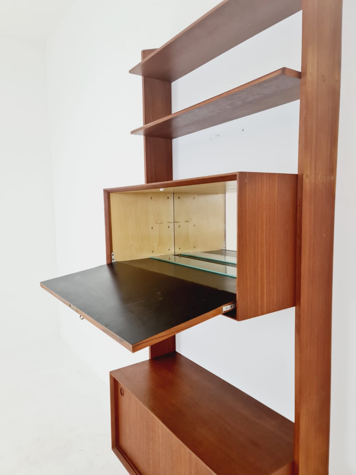 Midcentury Danish Teak Wall-Mounted Shelving Unit, 1960s