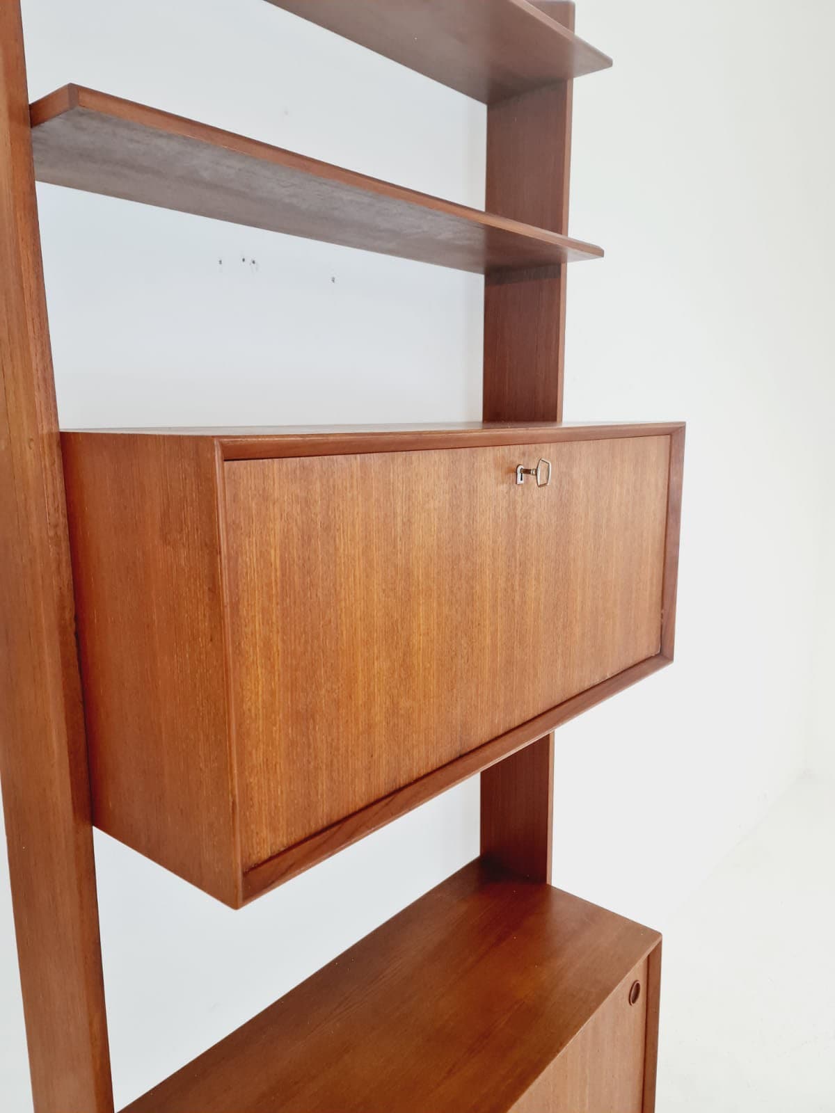 Midcentury Danish Teak Wall-Mounted Shelving Unit, 1960s