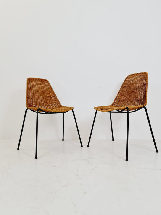 Mid-Century Rattan Basket Chair by Gian Franco Legler, 1950s, set of 2