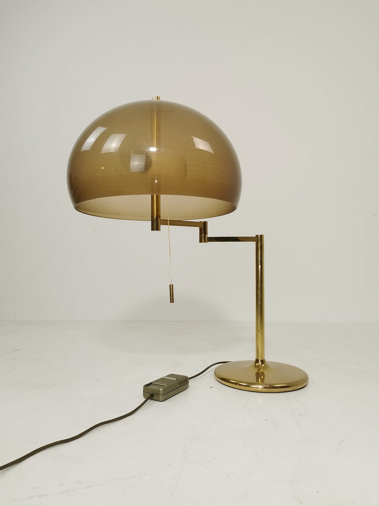 Large Mid-Century Swiss Brass Mushroom Table Lamp from Swisslamps, 1960s