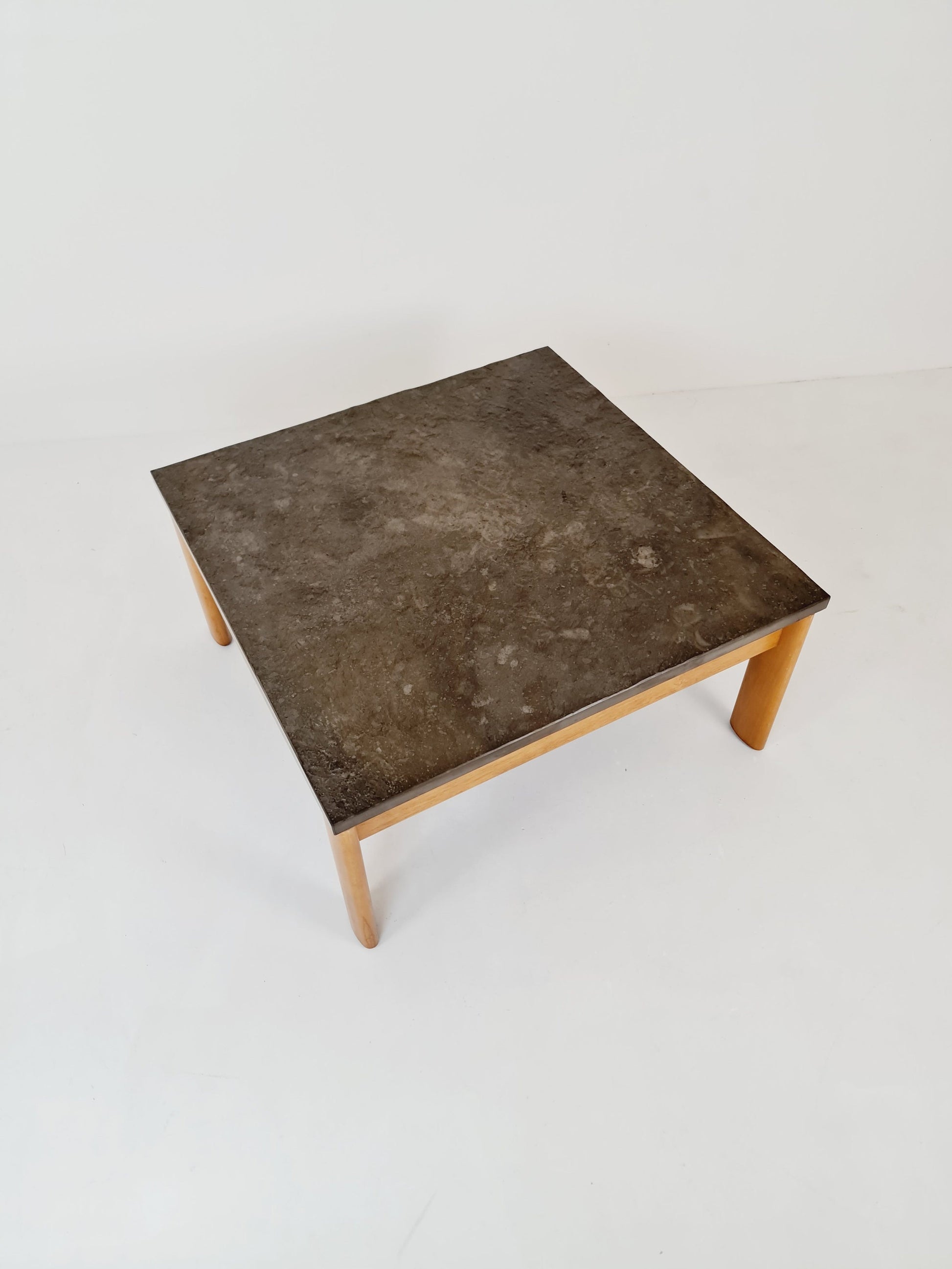 Danish solid oak and stone coffee table, 1960s