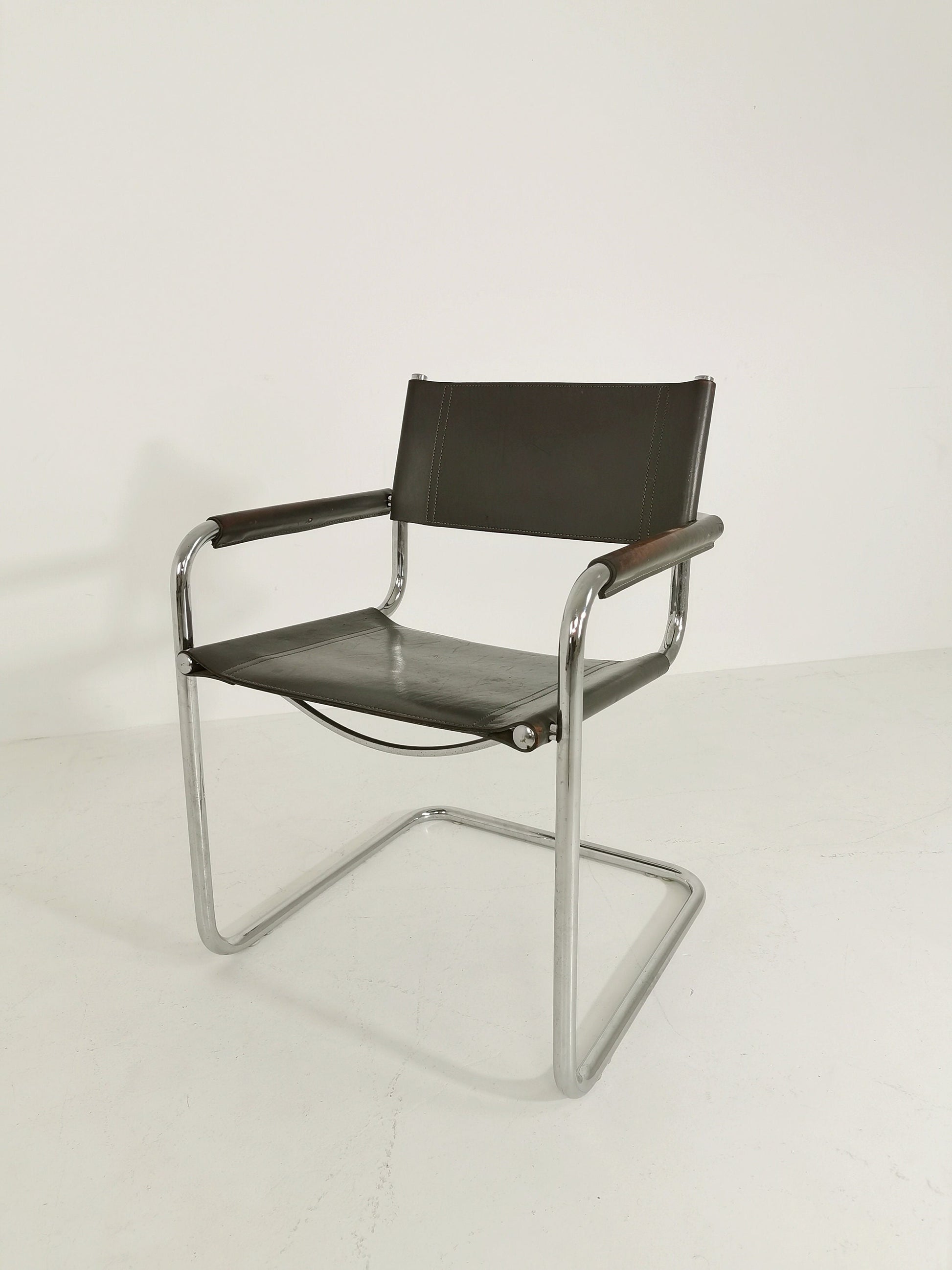 Bauhaus grey original Desk Chair by Mart Stam & Marcel Breuer for Fasem Italy 1980s