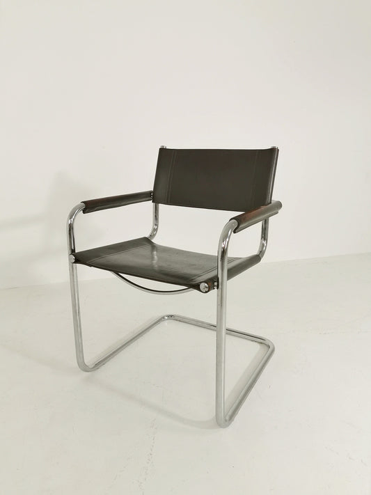 Bauhaus grey original Desk Chair by Mart Stam & Marcel Breuer for Fasem Italy 1980s
