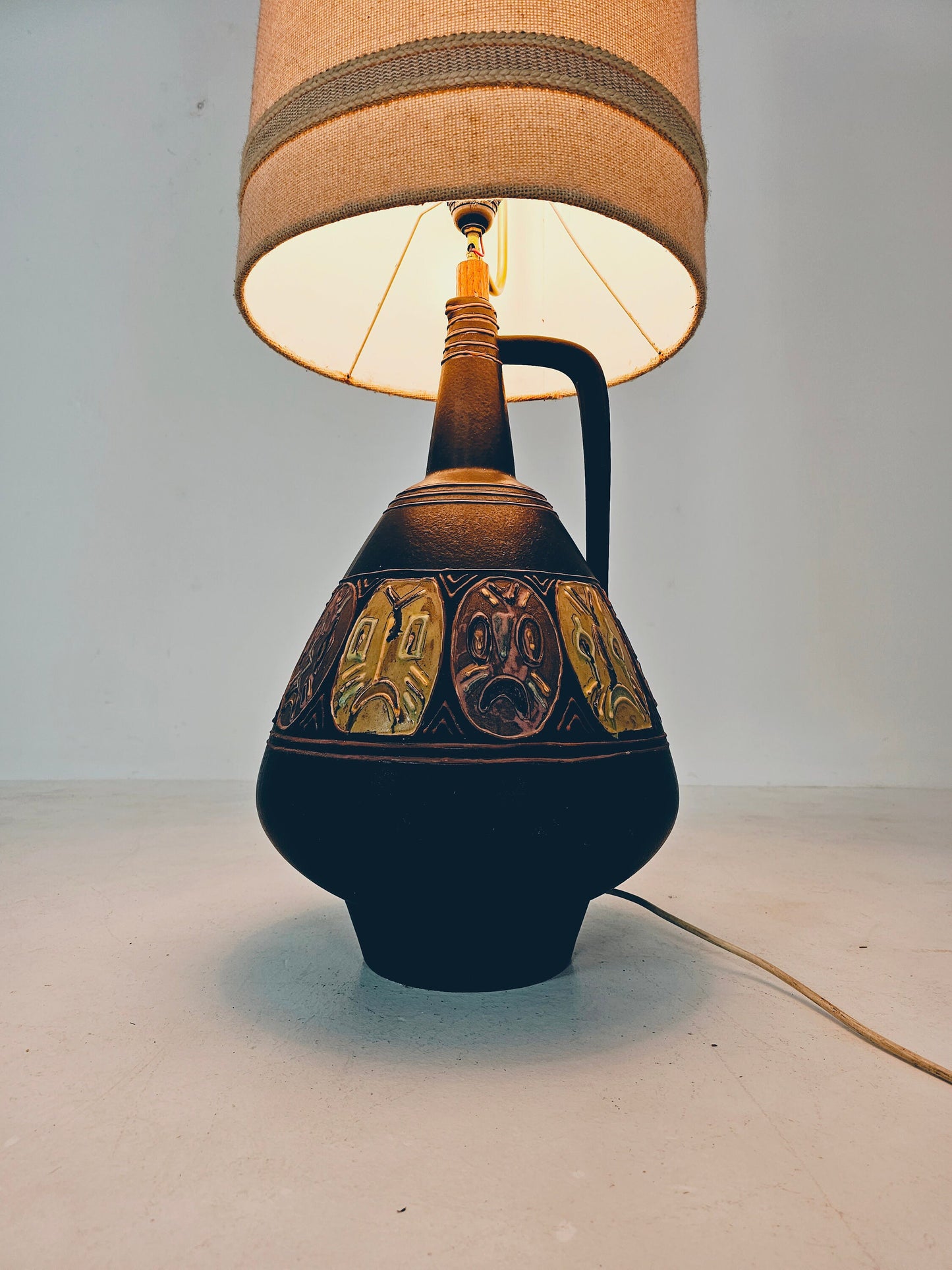 Rare German floor ceramic lamp By Hanns Welling for Cermanno, 1959