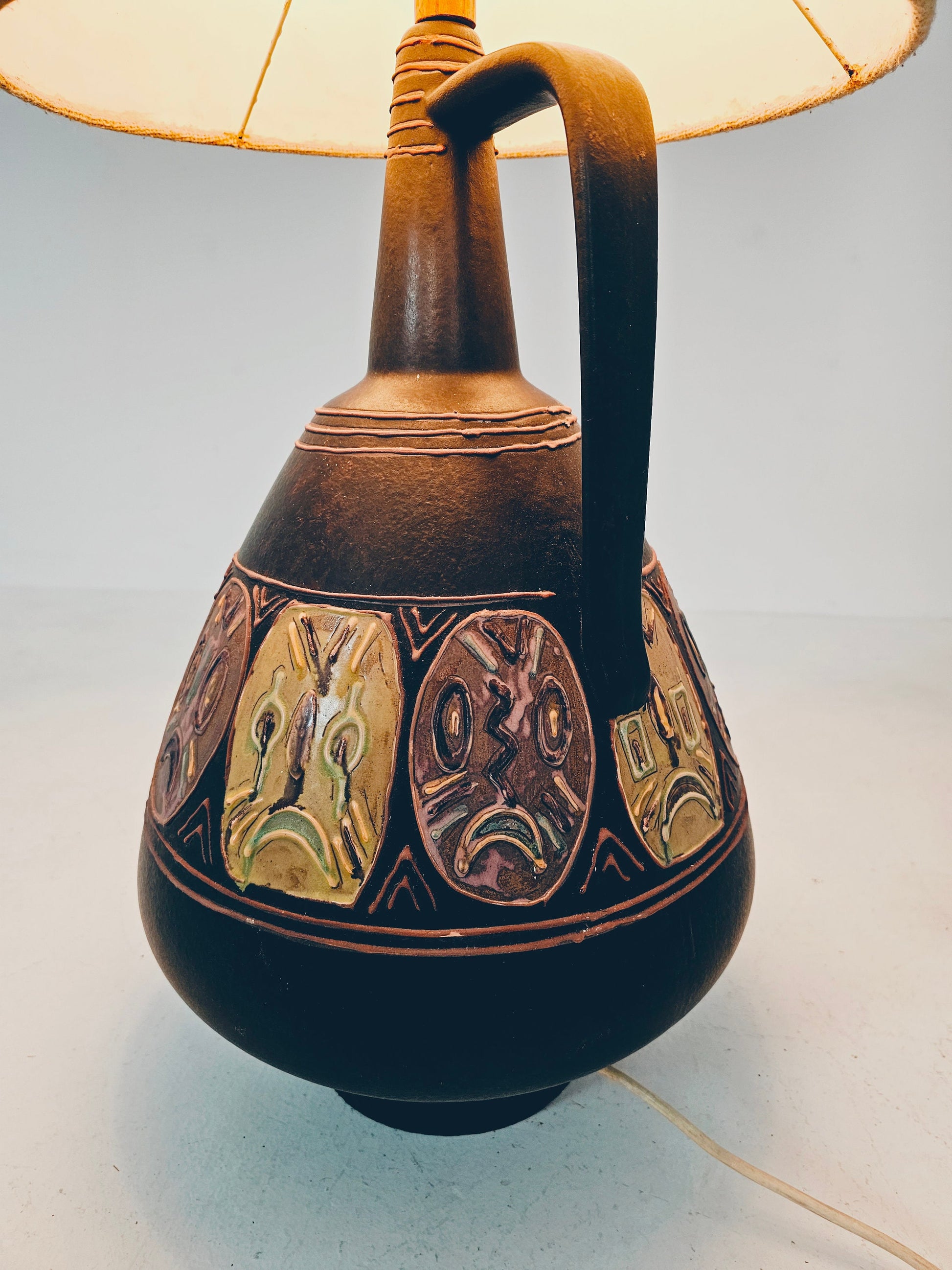 Rare German floor ceramic lamp By Hanns Welling for Cermanno, 1959