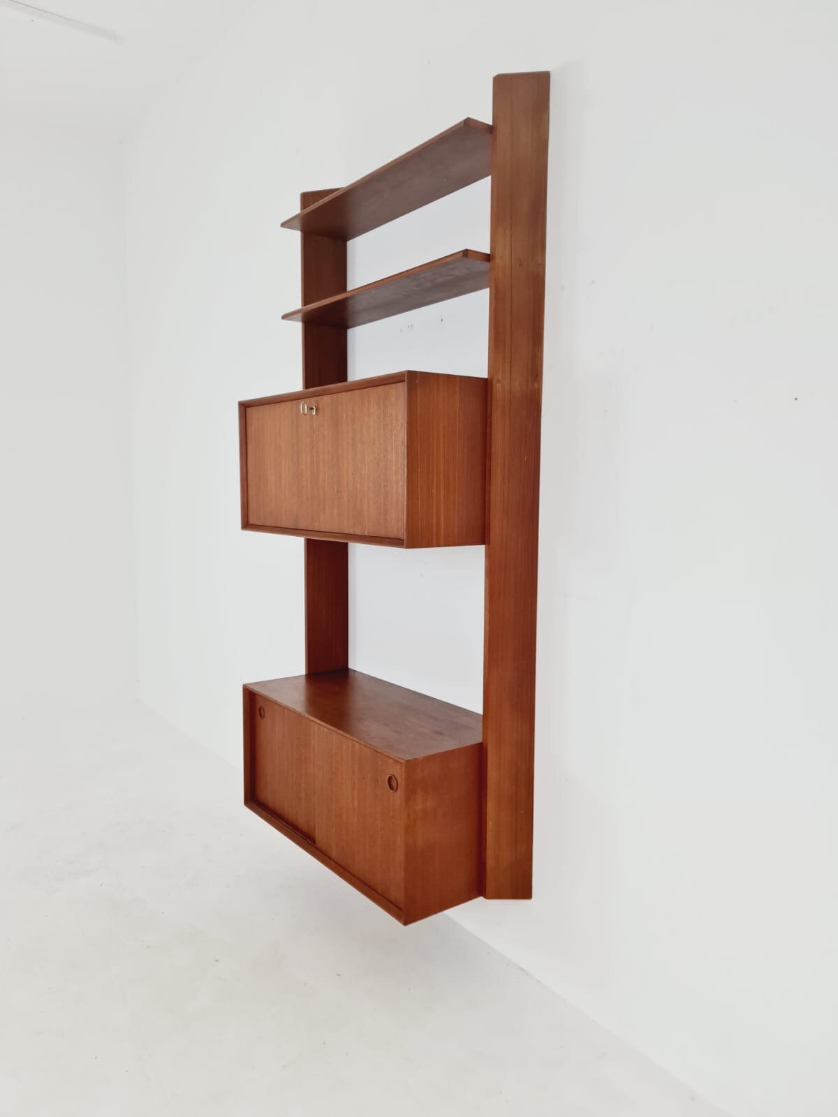 Midcentury Danish Teak Wall-Mounted Shelving Unit, 1960s