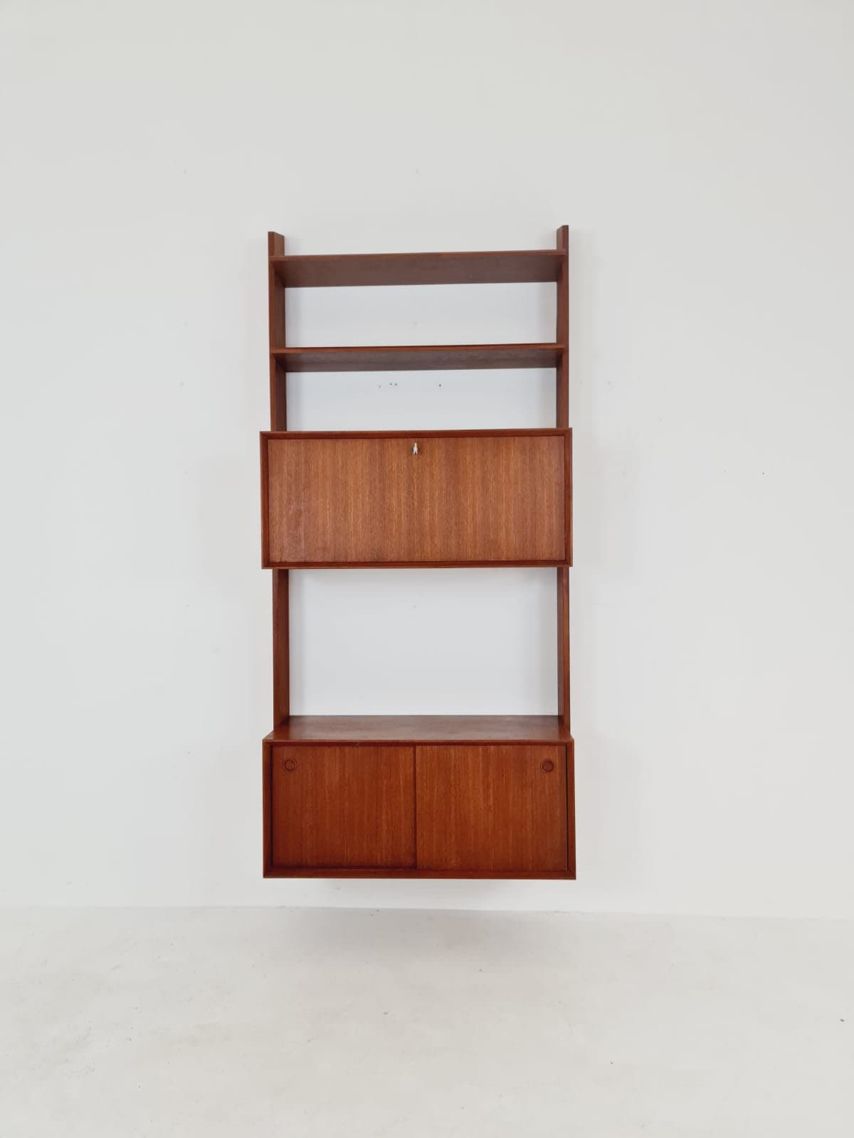 Midcentury Danish Teak Wall-Mounted Shelving Unit, 1960s