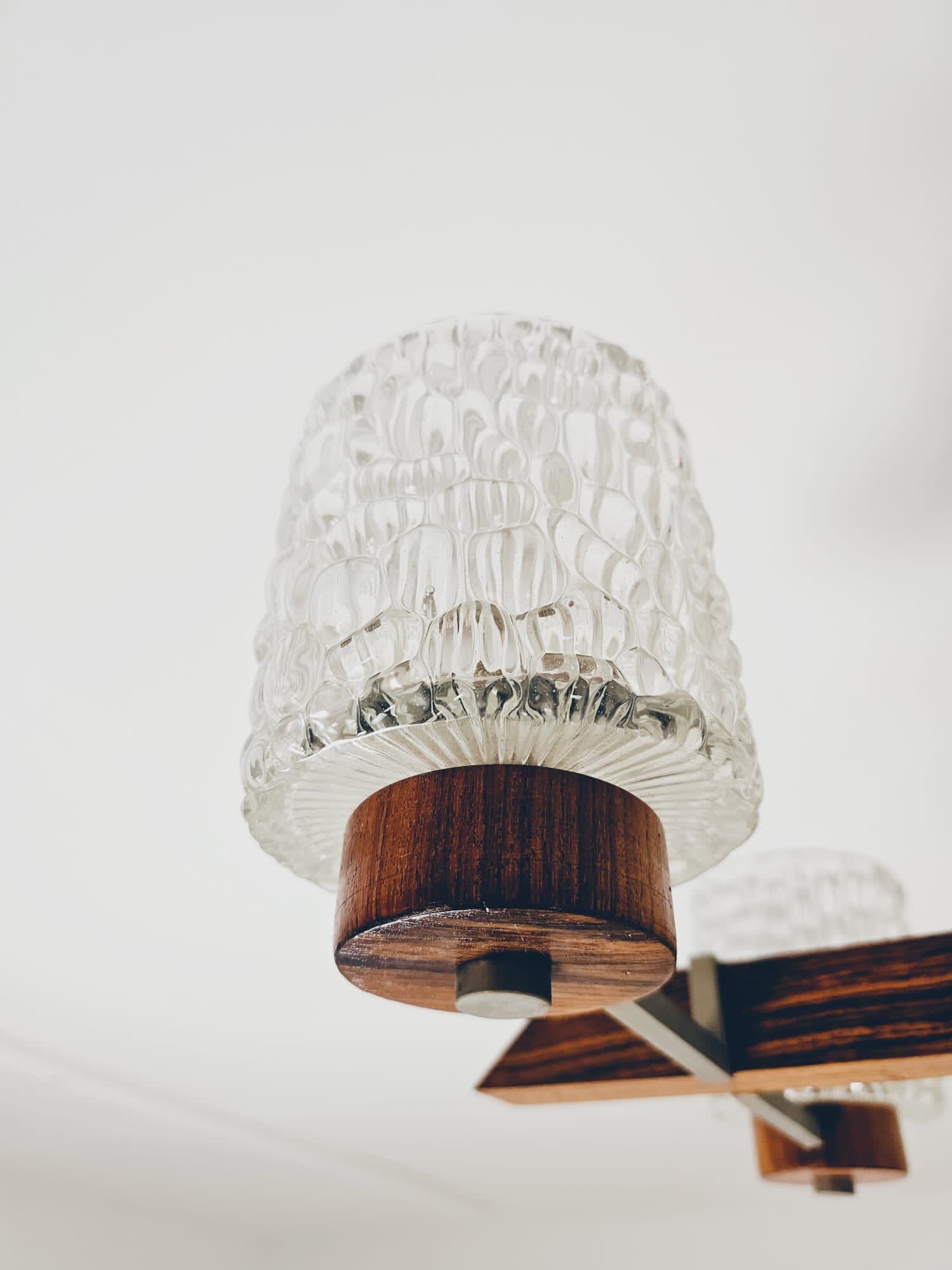 Vintage Scandinavian metal & glass pendant lamp, 1960s