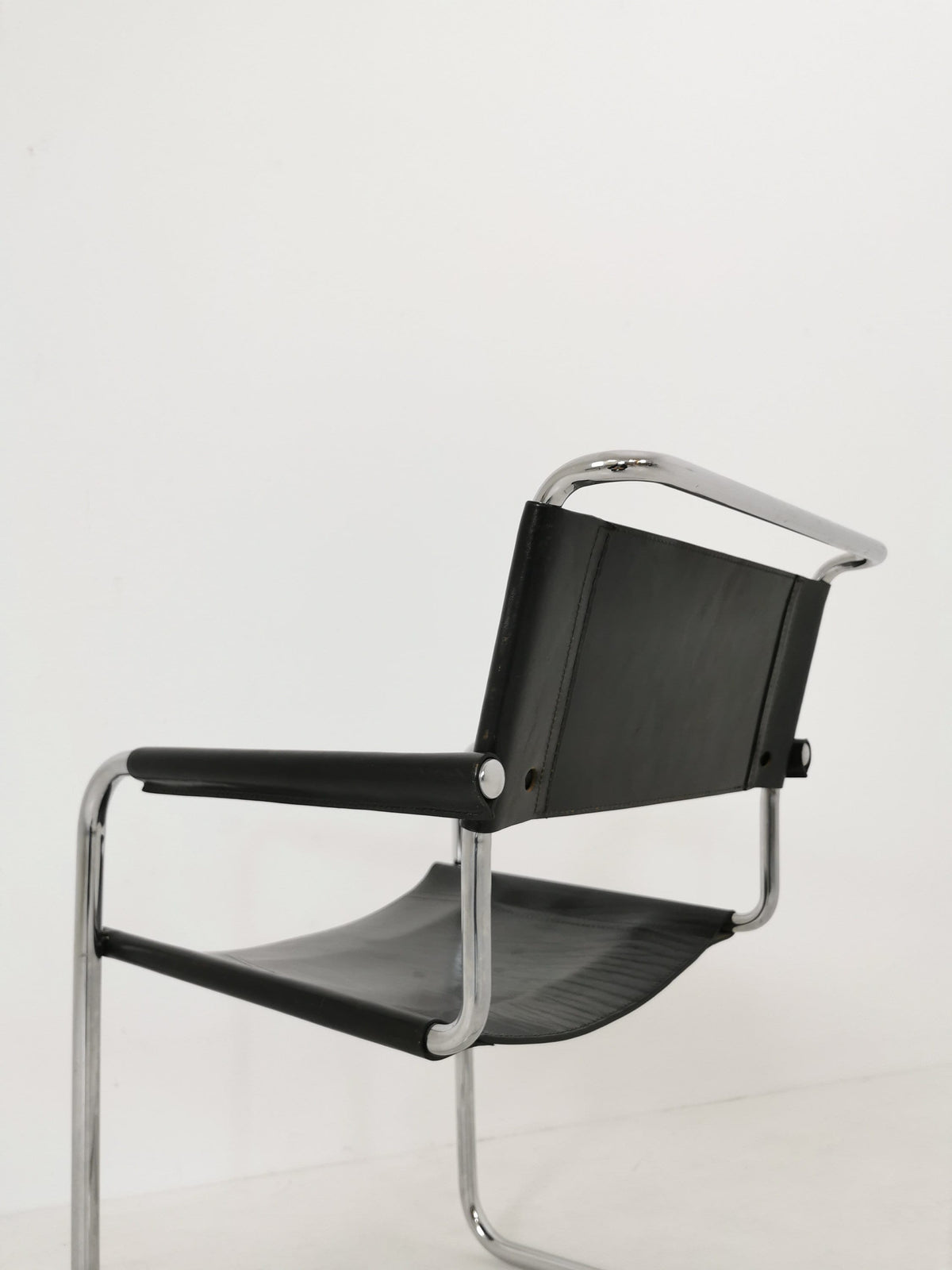 1 of 6 Black S34 Tubular Steel Chairs by Mart Stam for Jox Interni - 1970s