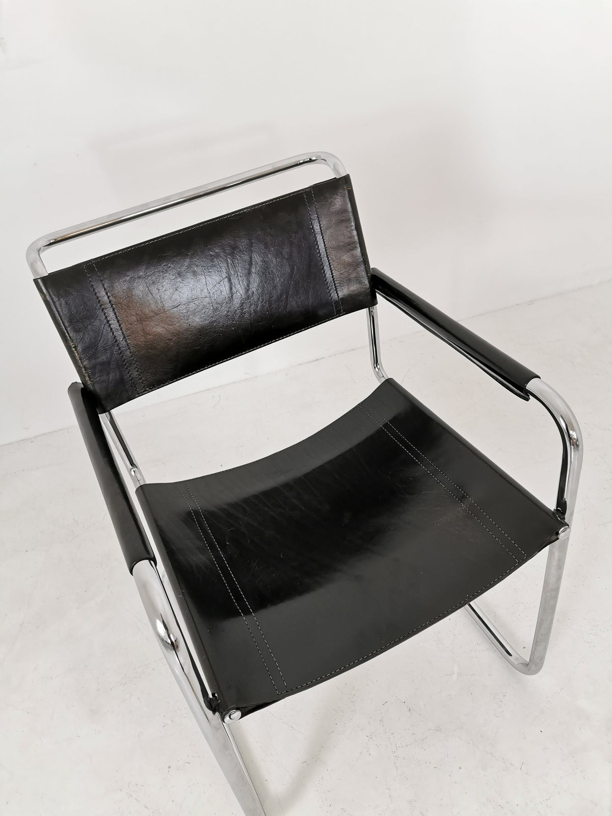 1 of 6 Black S34 Tubular Steel Chairs by Mart Stam for Jox Interni - 1970s