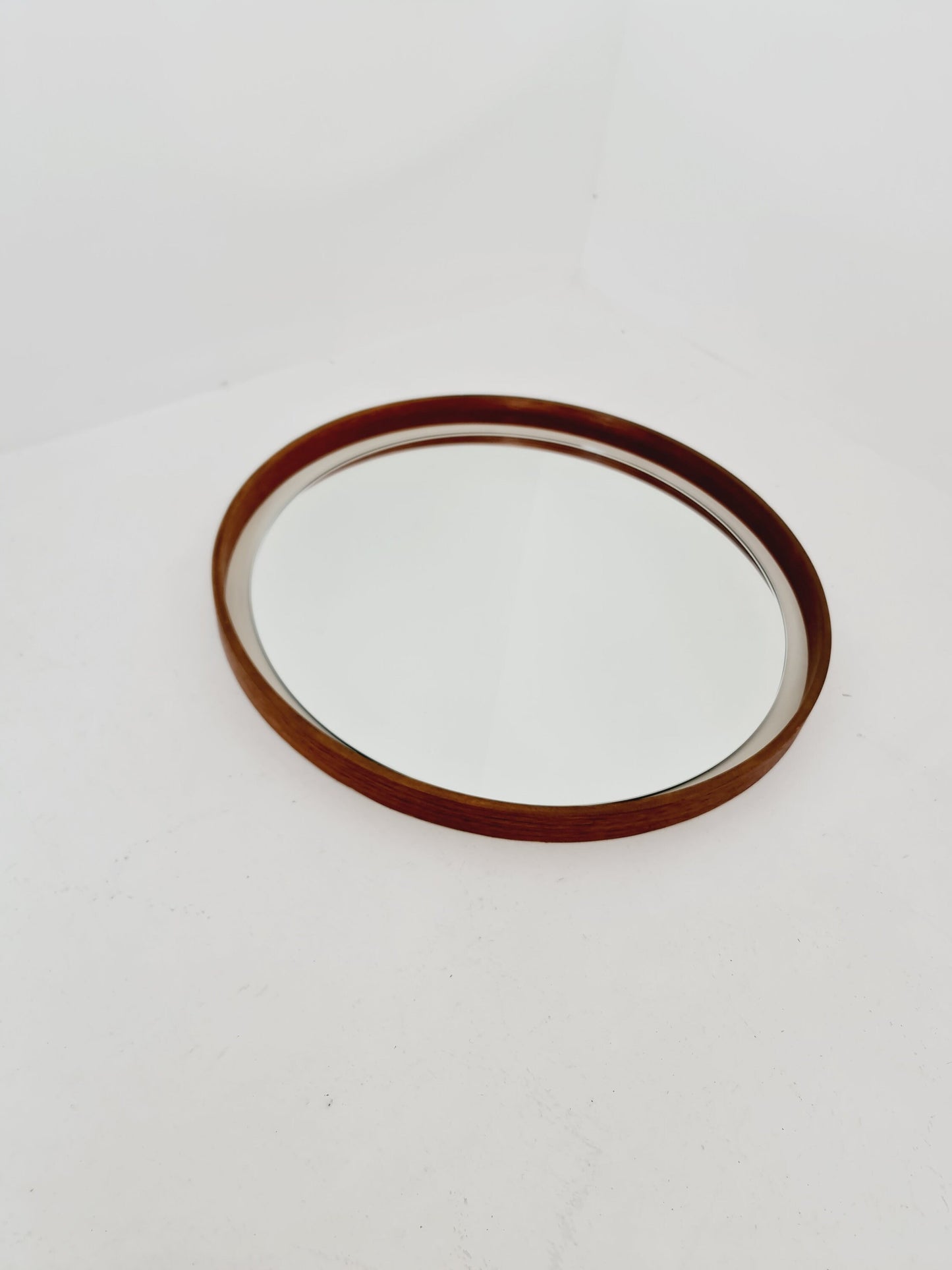 Mid Century round teak mirror from the 60s