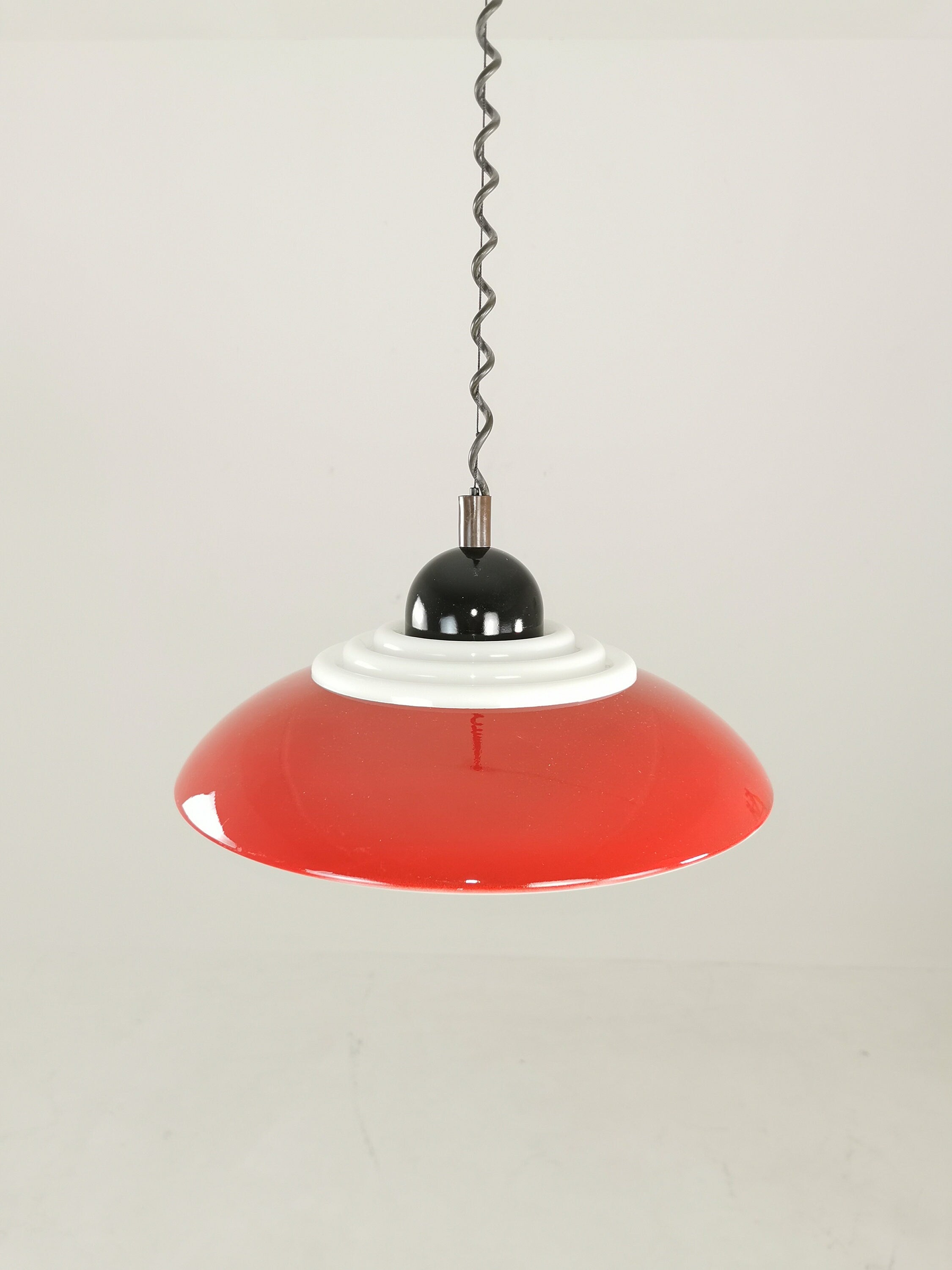 Red space age design lamp, Knud Christensen Denmark UFO lamp 1970s