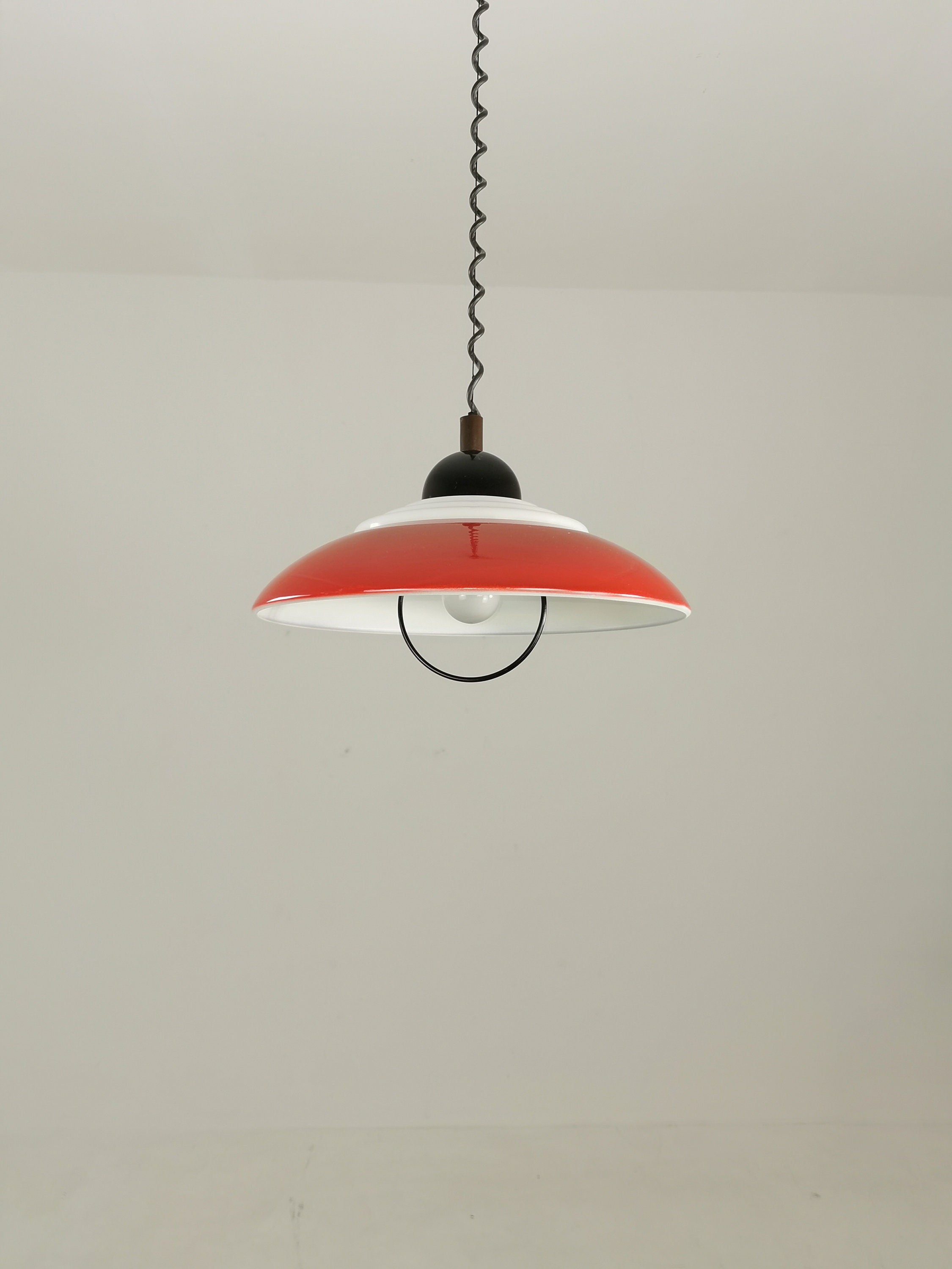 Red space age design lamp, Knud Christensen Denmark UFO lamp 1970s