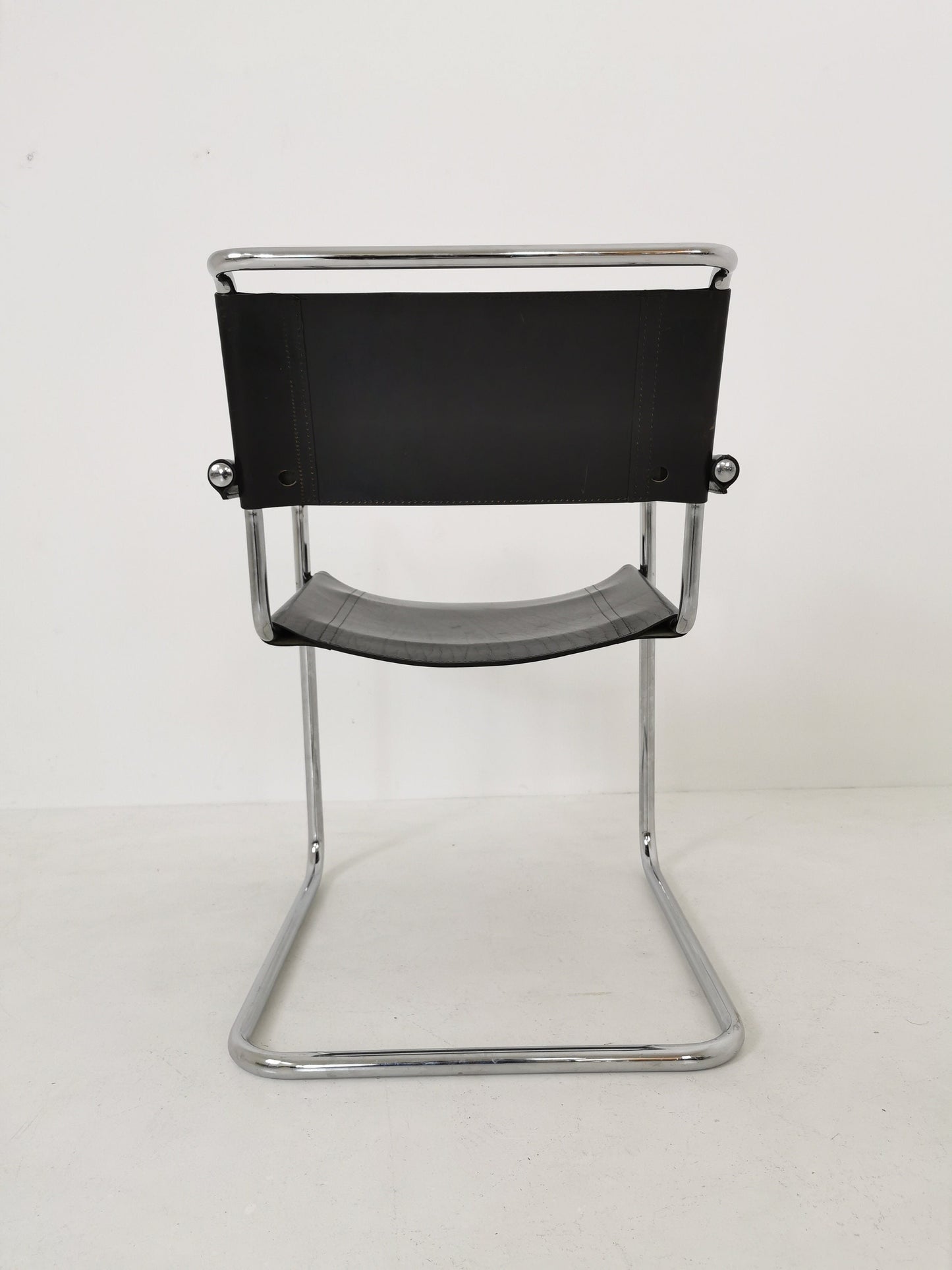 1 of 6 Black S34 Tubular Steel Chairs by Mart Stam for Jox Interni - 1970s