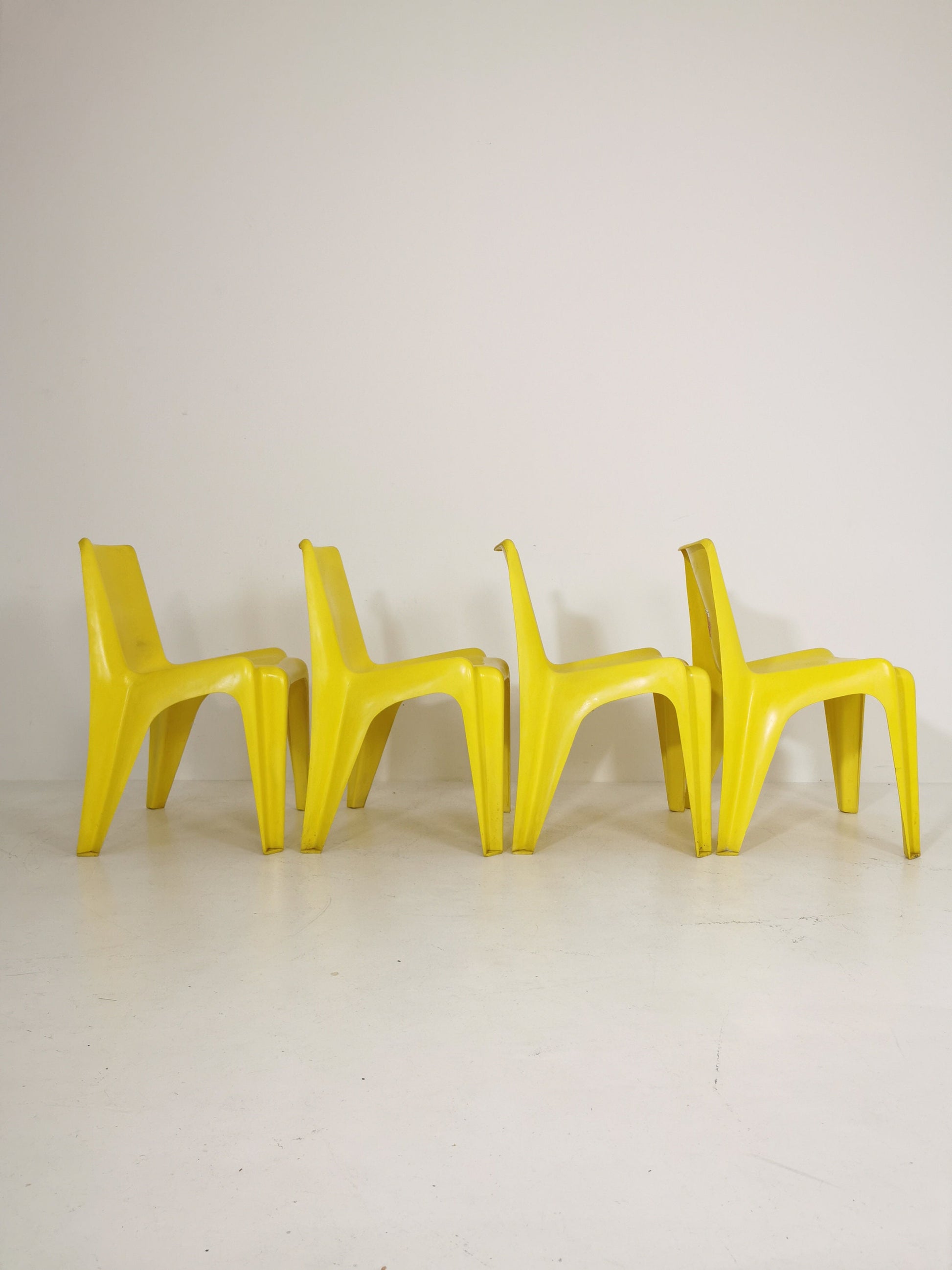 Space age Set of 4 Dining chairs Bofinger BA1171 chair by Helmut Bätzner,1970
