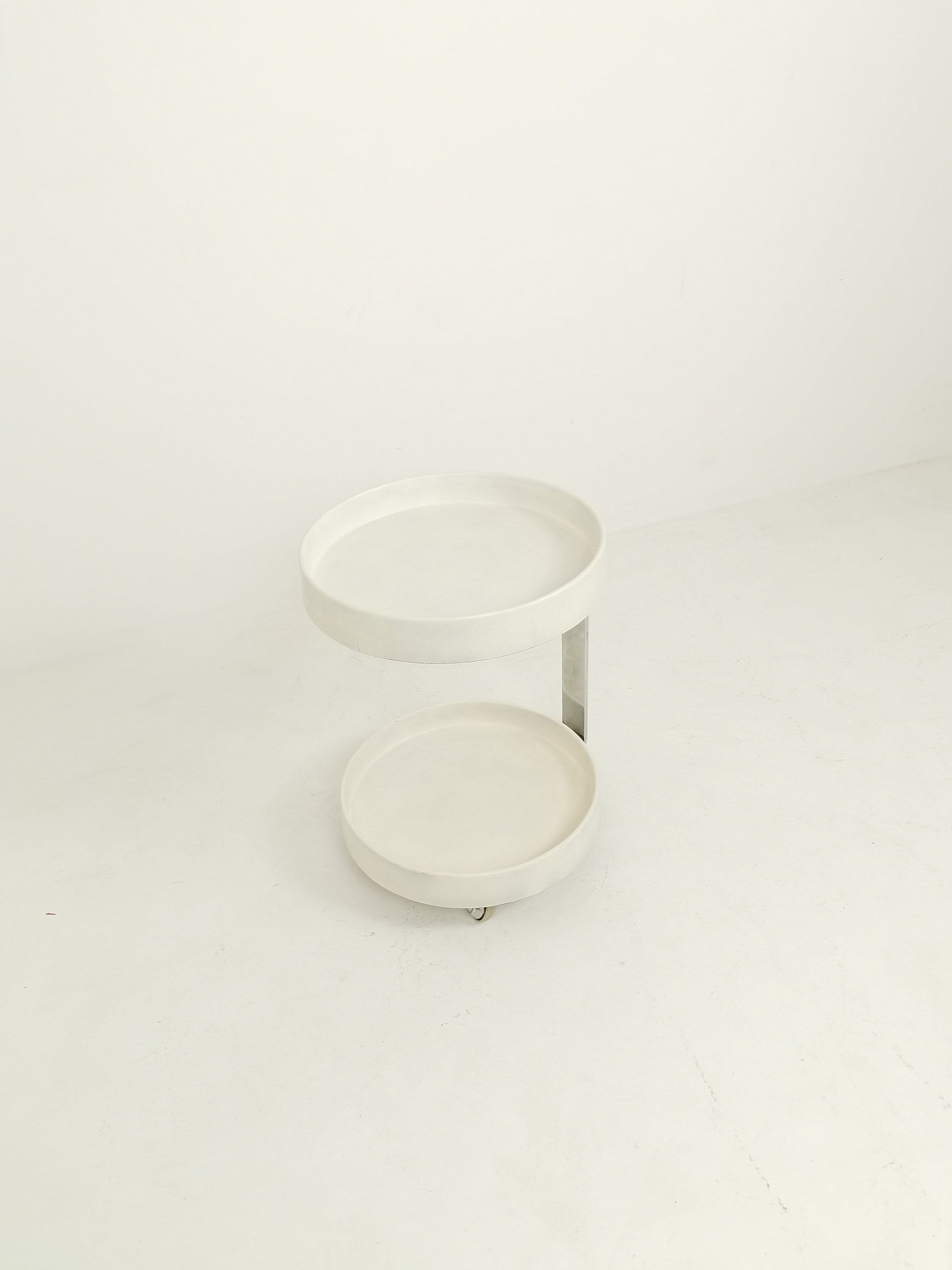 Midcentury Plastic and Metal Chrome Round Italian Bar Cart, 1960s