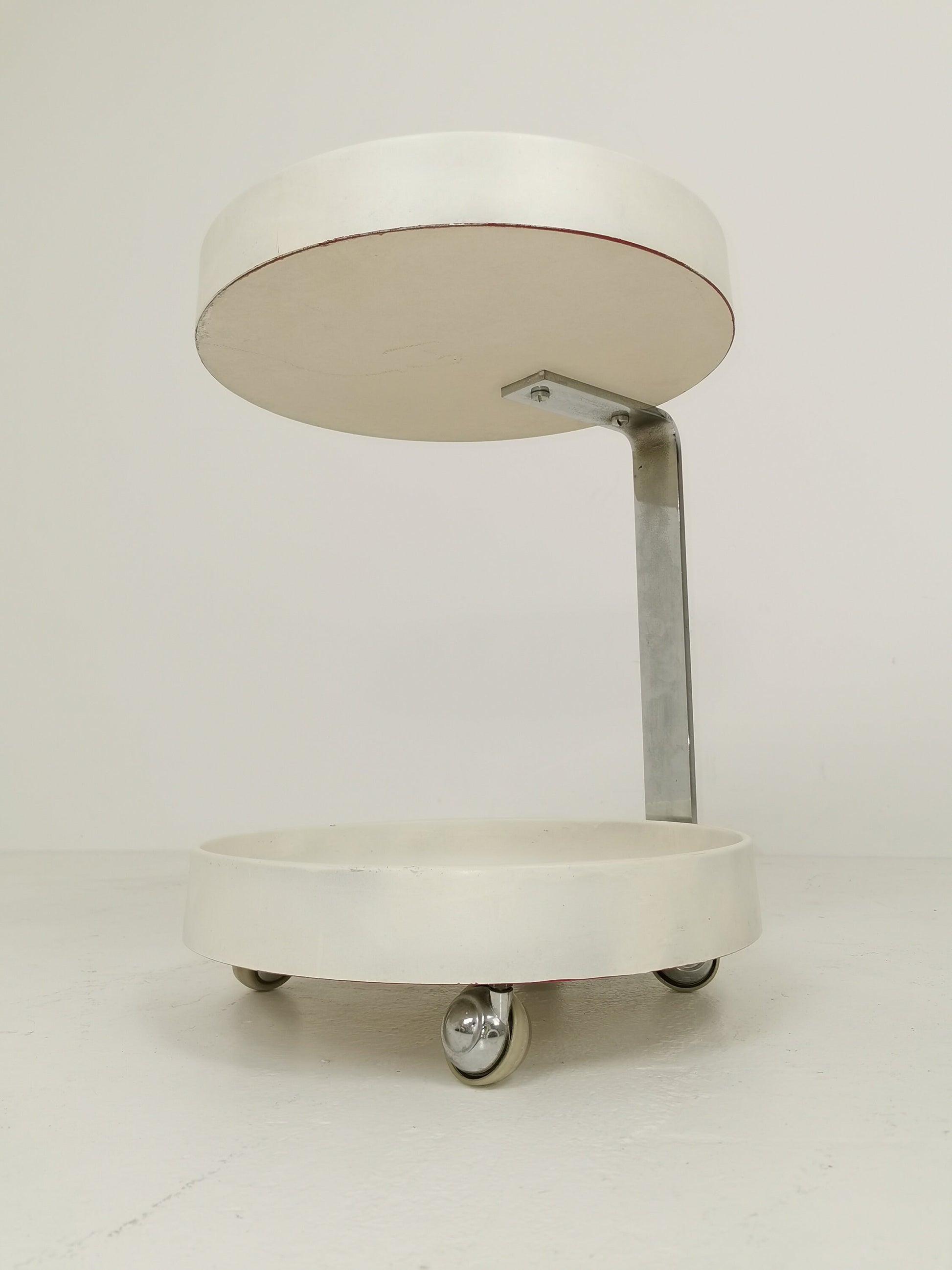 Midcentury Plastic and Metal Chrome Round Italian Bar Cart, 1960s