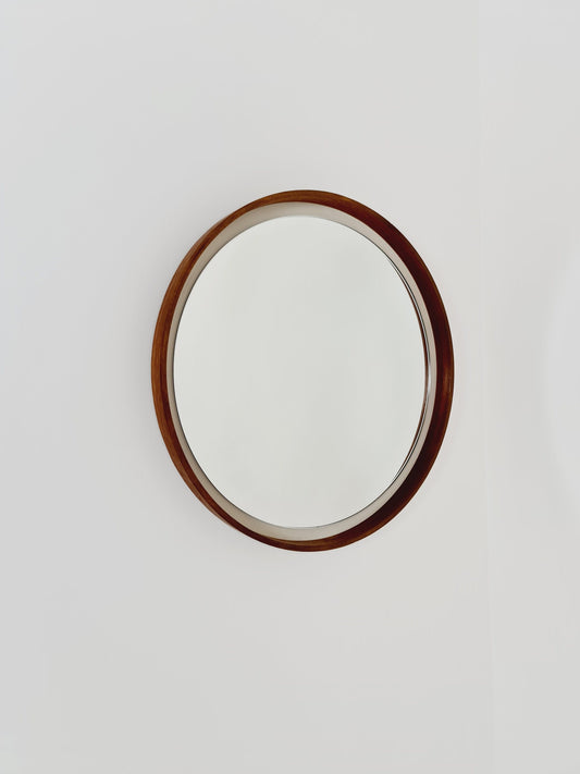 Mid Century round teak mirror from the 60s