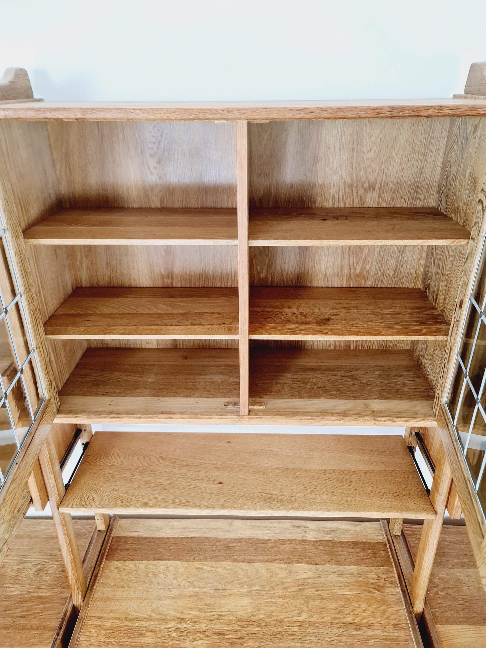 Danish solid oak room divider modular vintage library bookcase shelf-system by Henning Kjærnulf, Denmark, 1960s