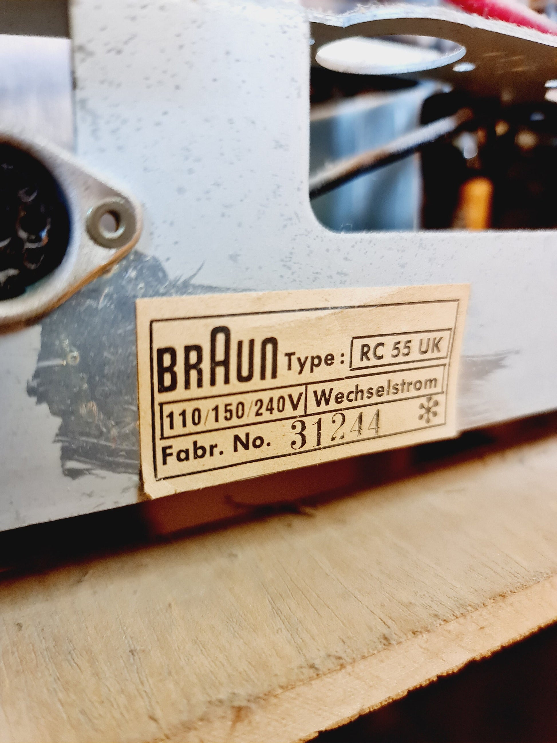 Mid Century Modern German ash record player, radio by Braun “RC 55 UK”, 1960s