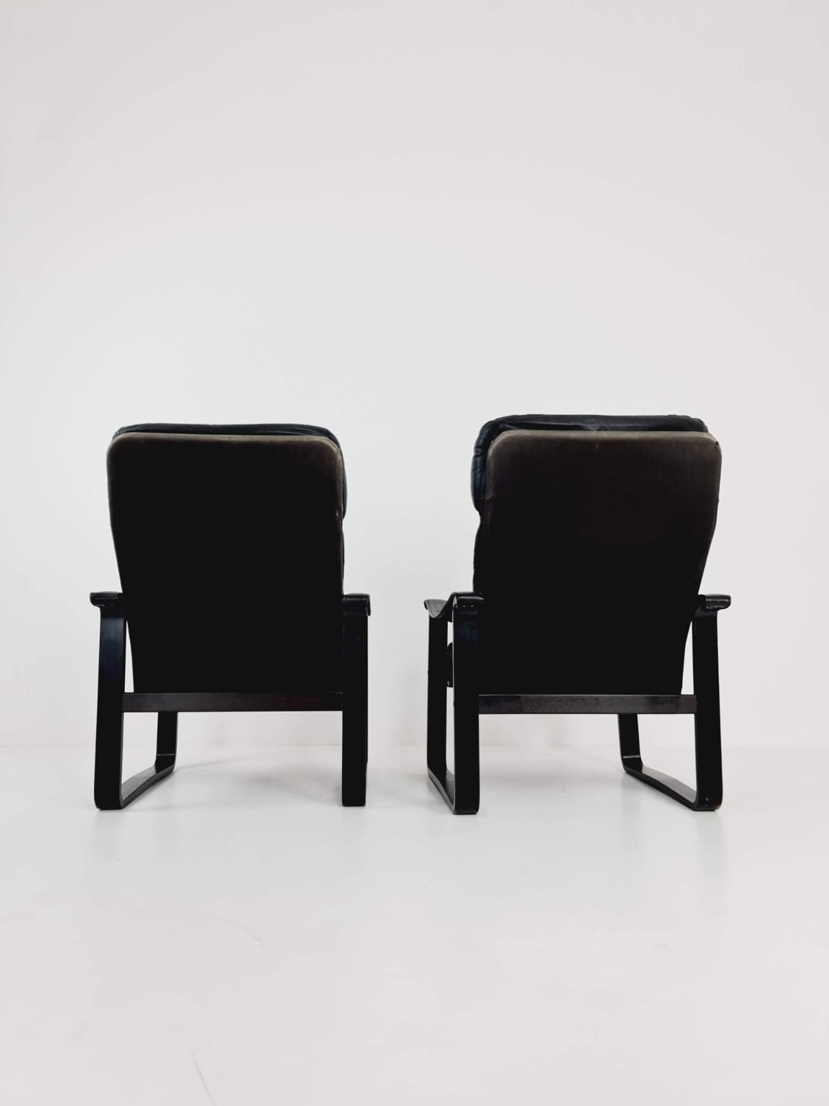 Pair of leather lounge chairs by OY BJ Dahlqvist for BD Furniture, Finland 1960s