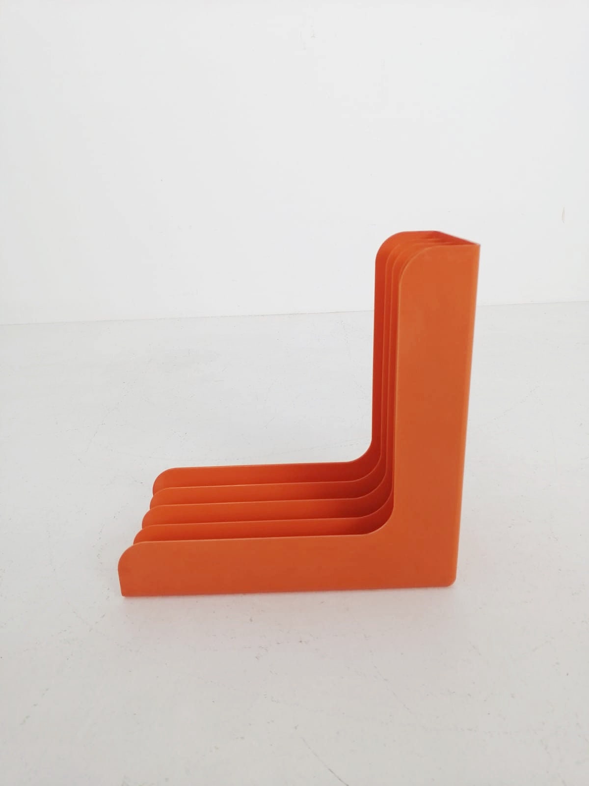 Mid-Century Orange vinyl storage holder, modular record holder, vintage space age brands from the 70s