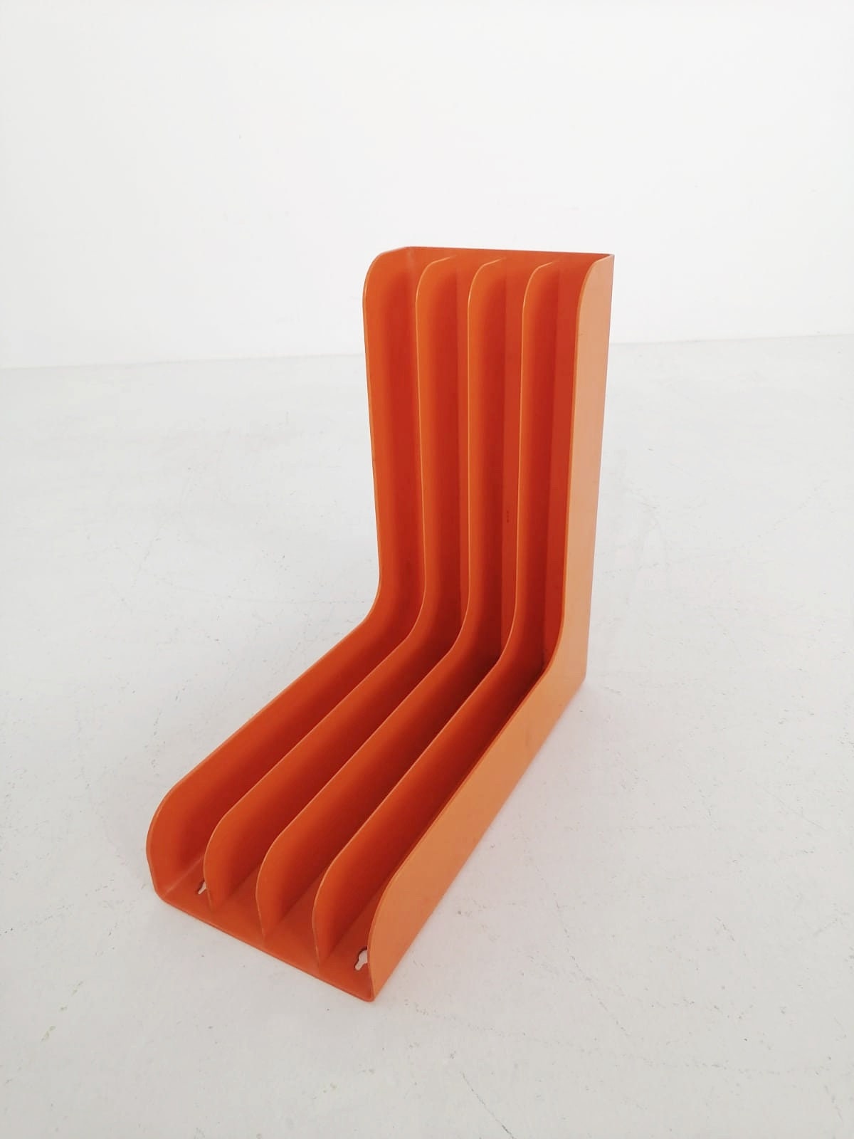 Mid-Century Orange vinyl storage holder, modular record holder, vintage space age brands from the 70s