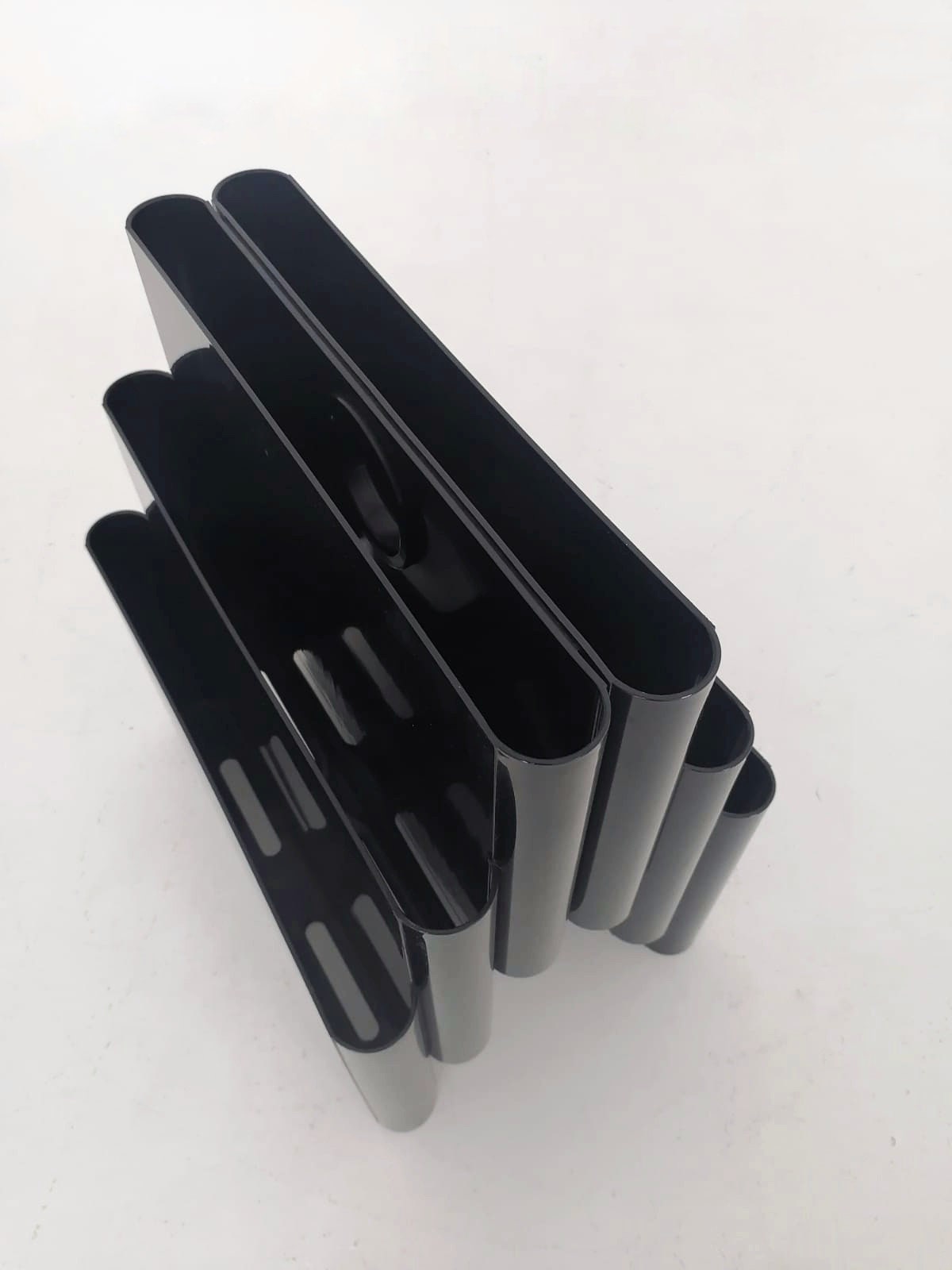 Giotto Stoppino by Kartell Italy Black Plastic Magazine Rack Model 4675