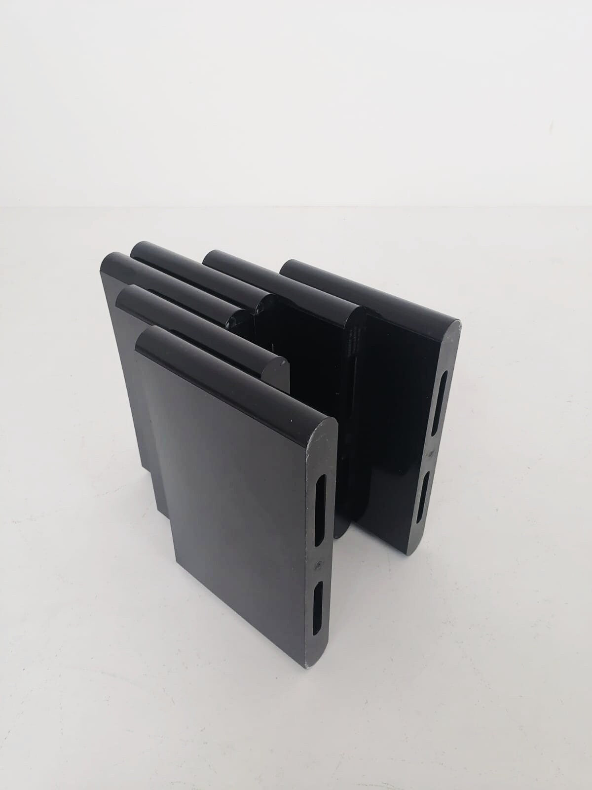 Giotto Stoppino by Kartell Italy Black Plastic Magazine Rack Model 4675