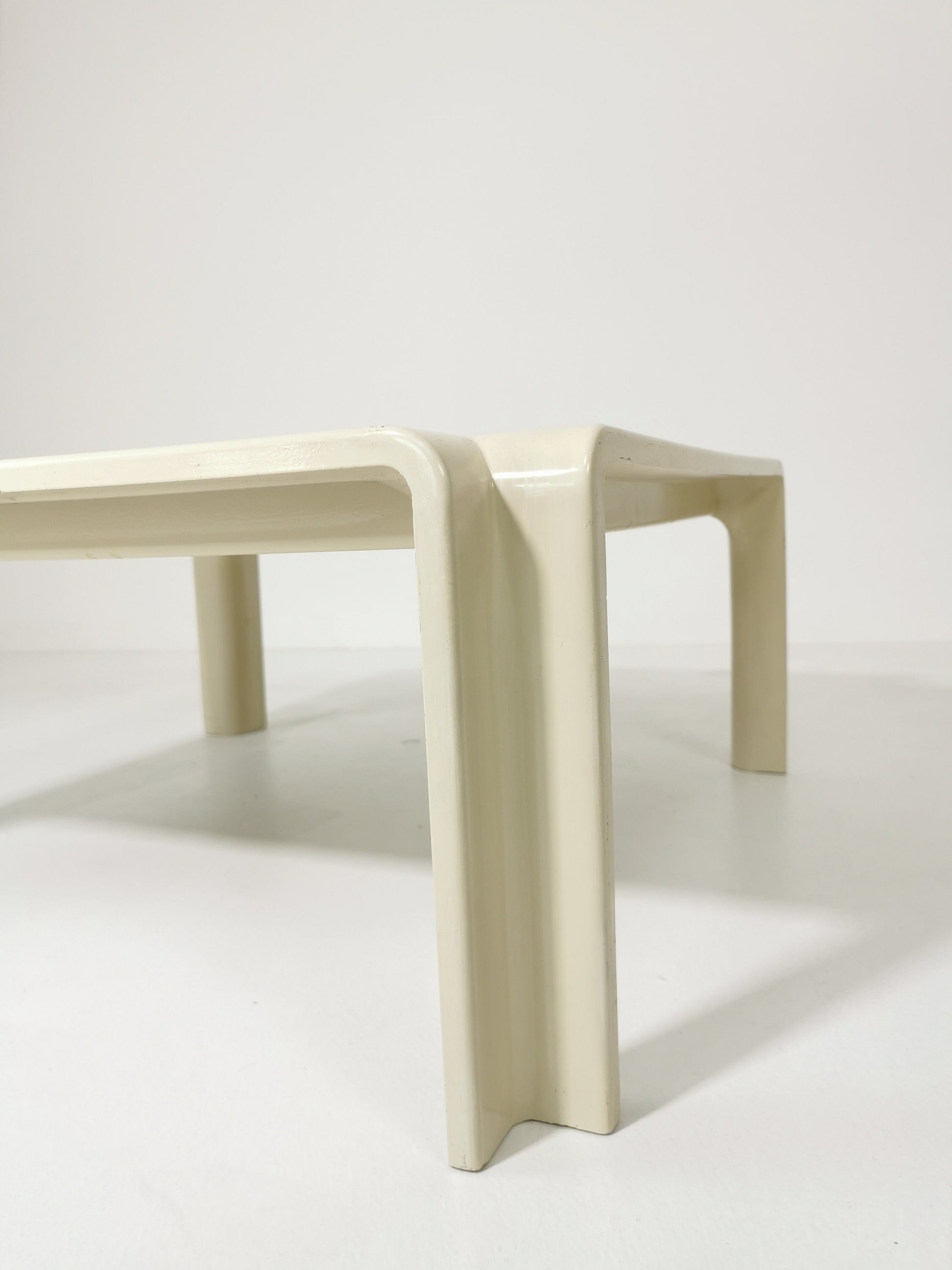 Mid century German square beige wood low coffee table, 1960s