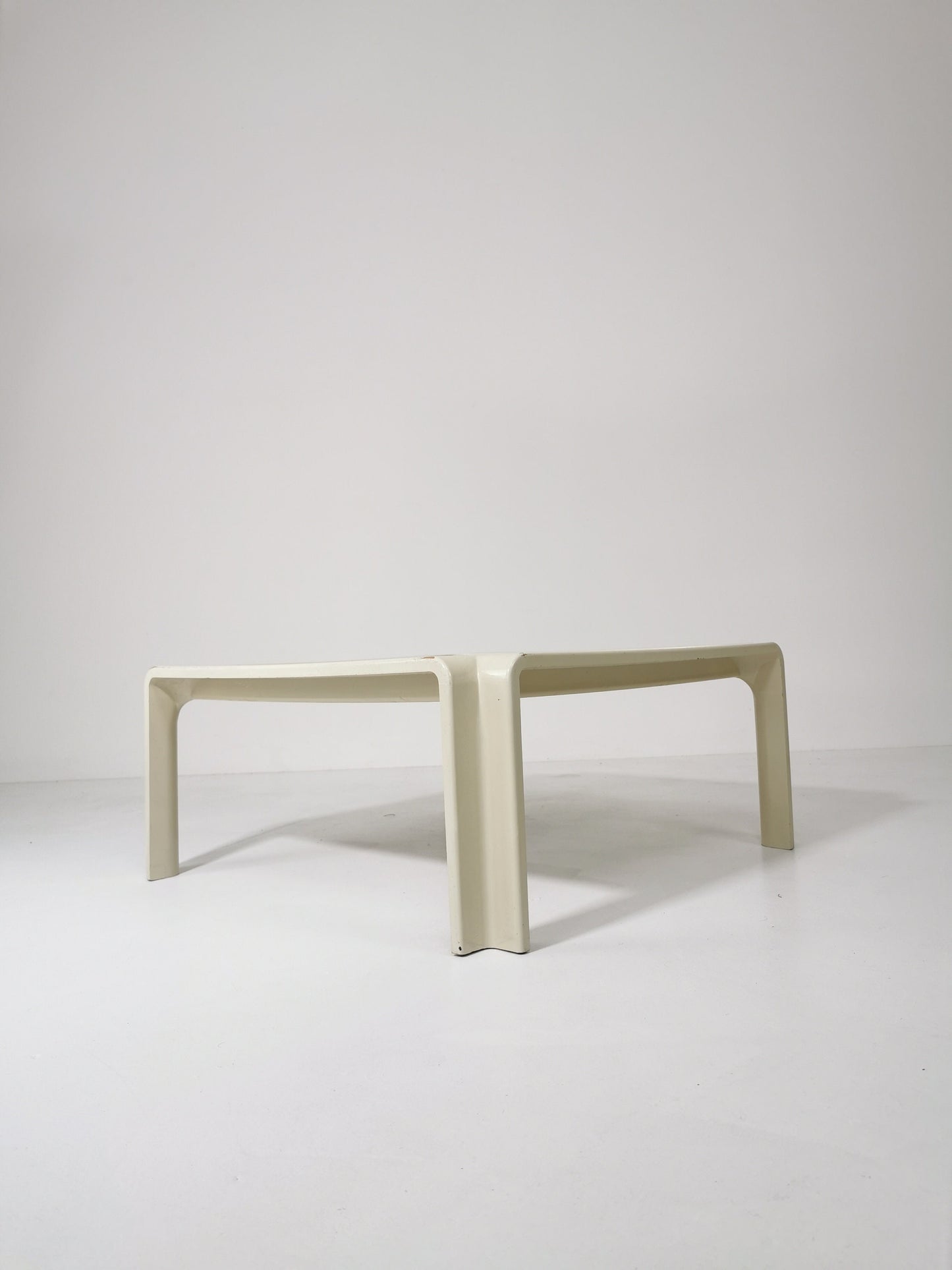 Mid century German square beige wood low coffee table, 1960s