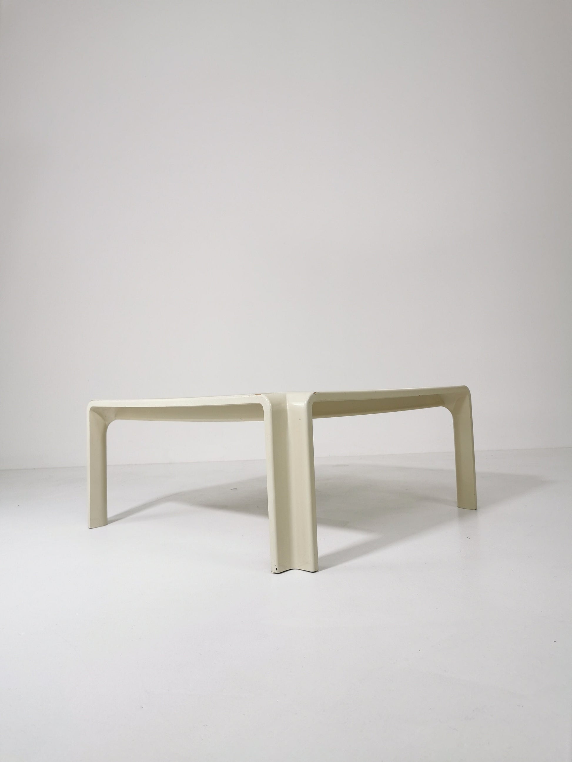 Mid century German square beige wood low coffee table, 1960s