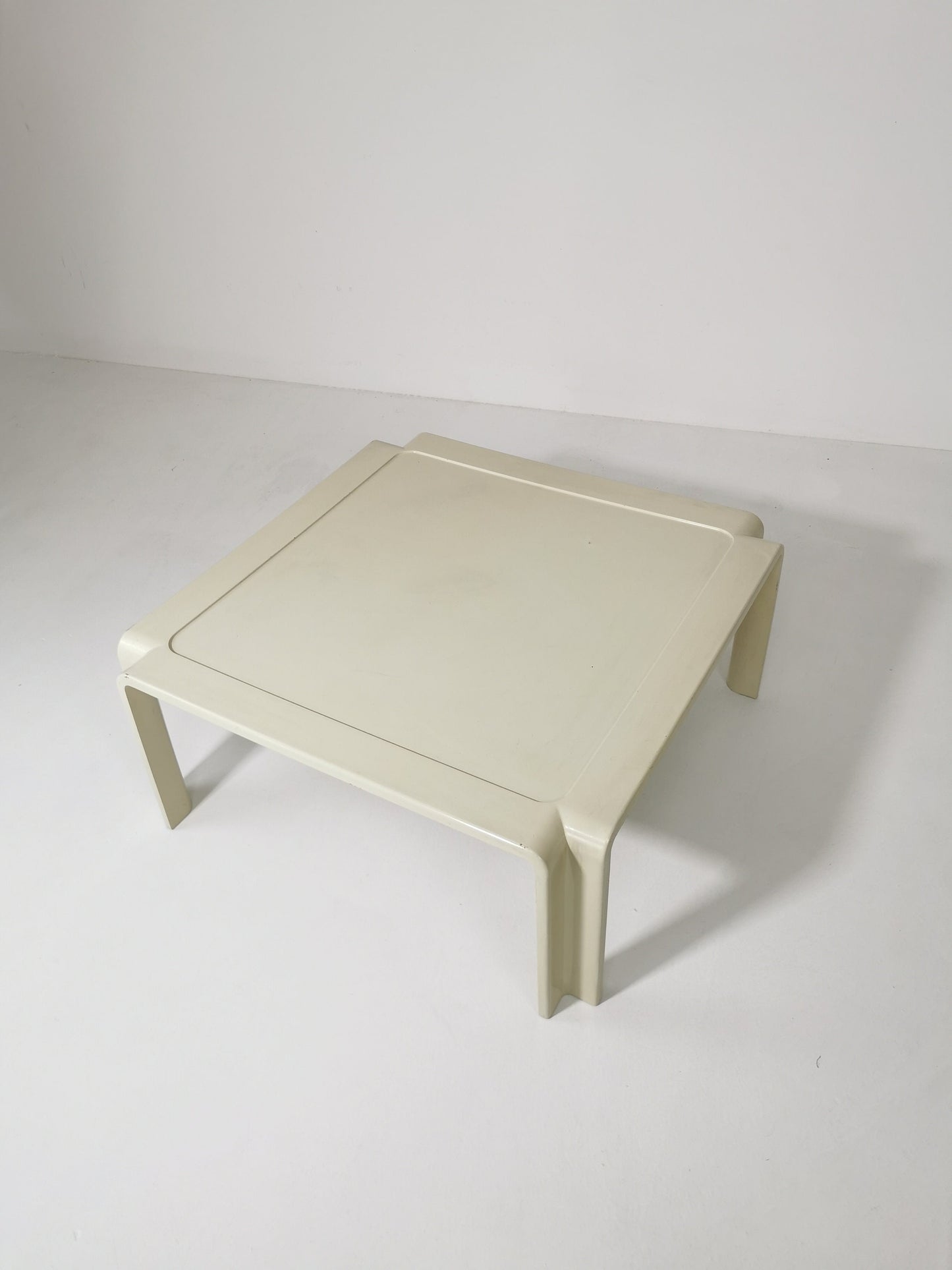 Mid century German square beige wood low coffee table, 1960s