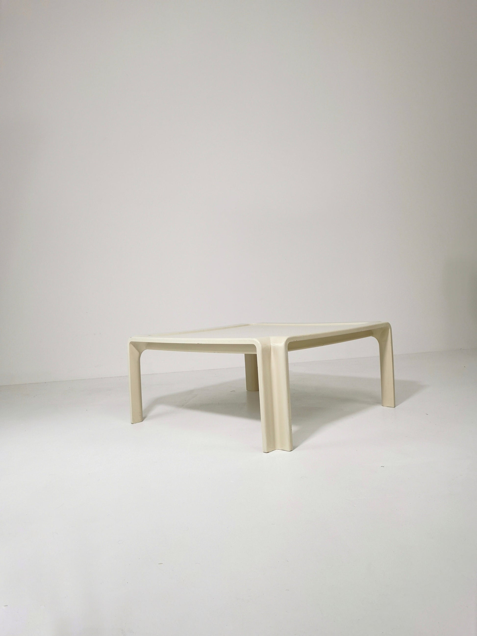 Mid century German square beige wood low coffee table, 1960s